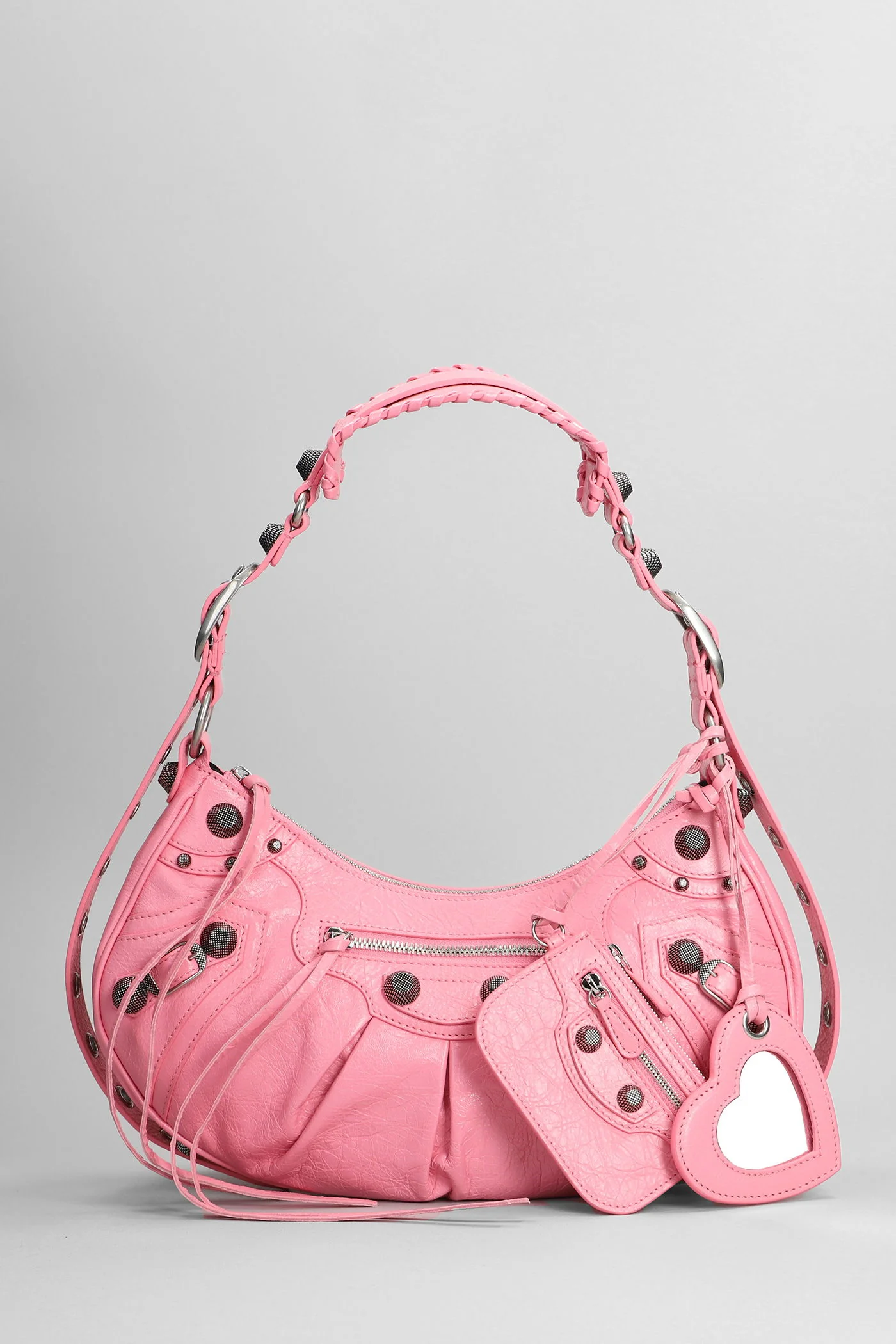 Shoulder bag in rose-pink leather