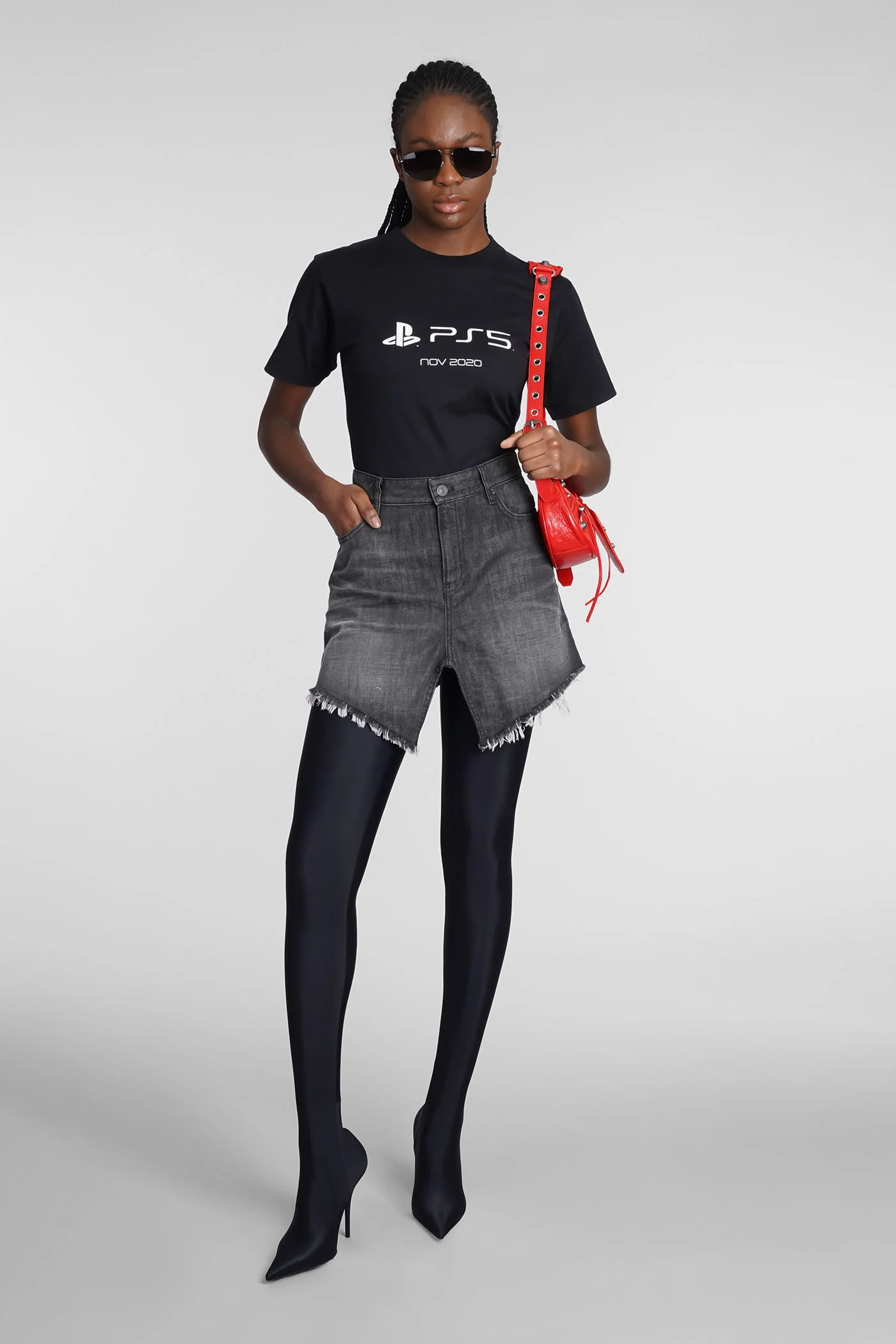 T-Shirt in black cotton - Image 2