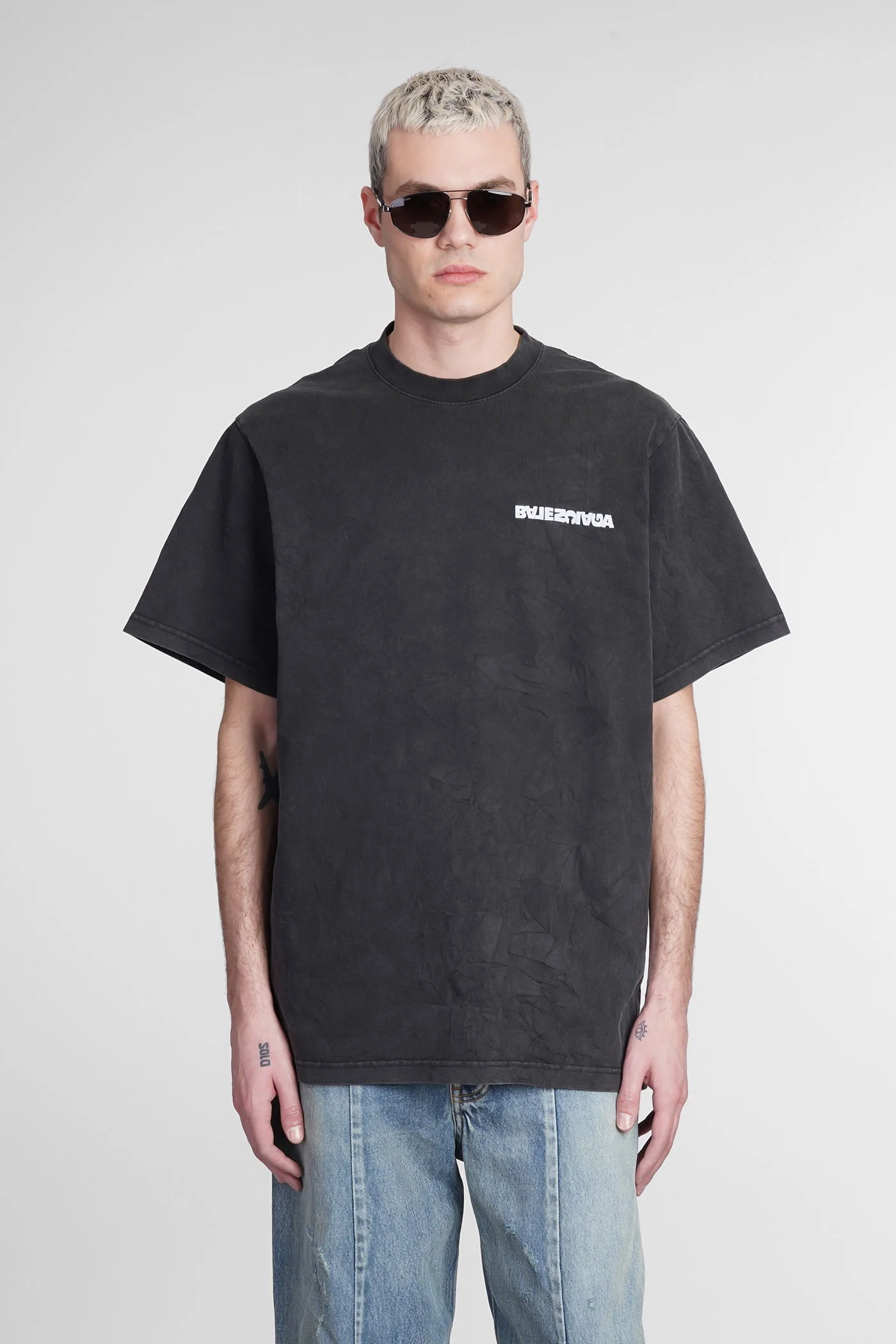 T-Shirt in black cotton