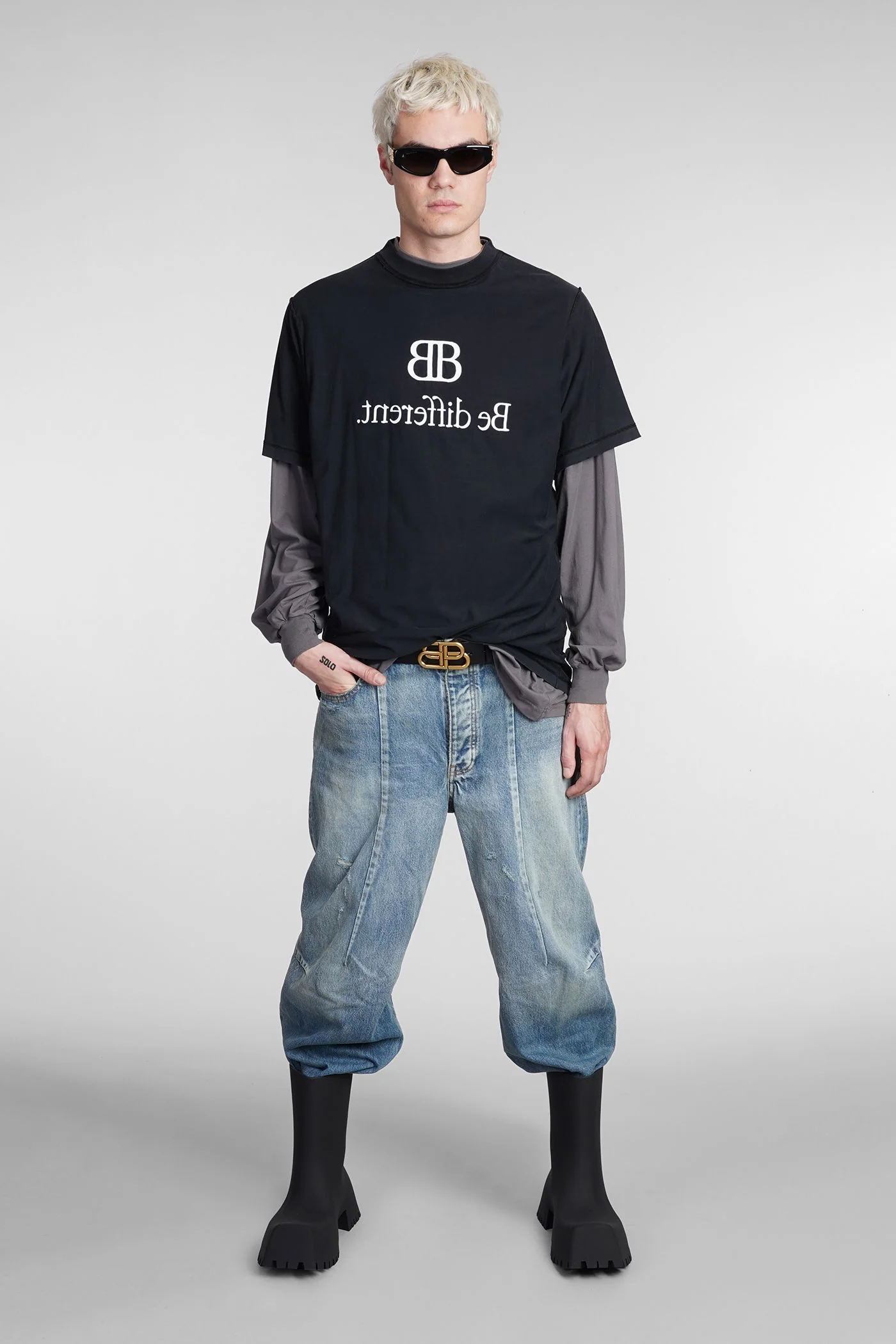 T-Shirt in black cotton - Image 2