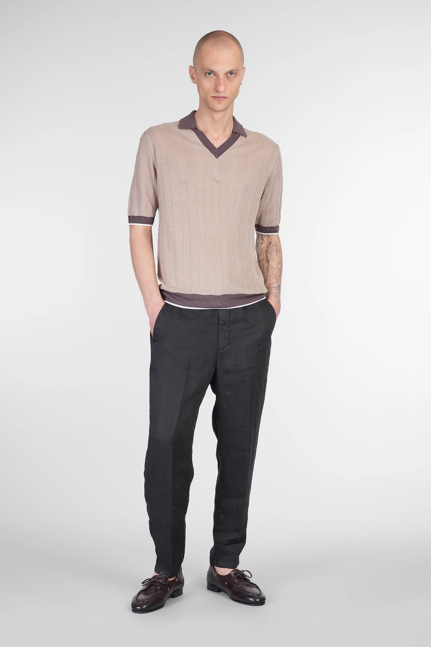 Polo in beige linen - Image 2