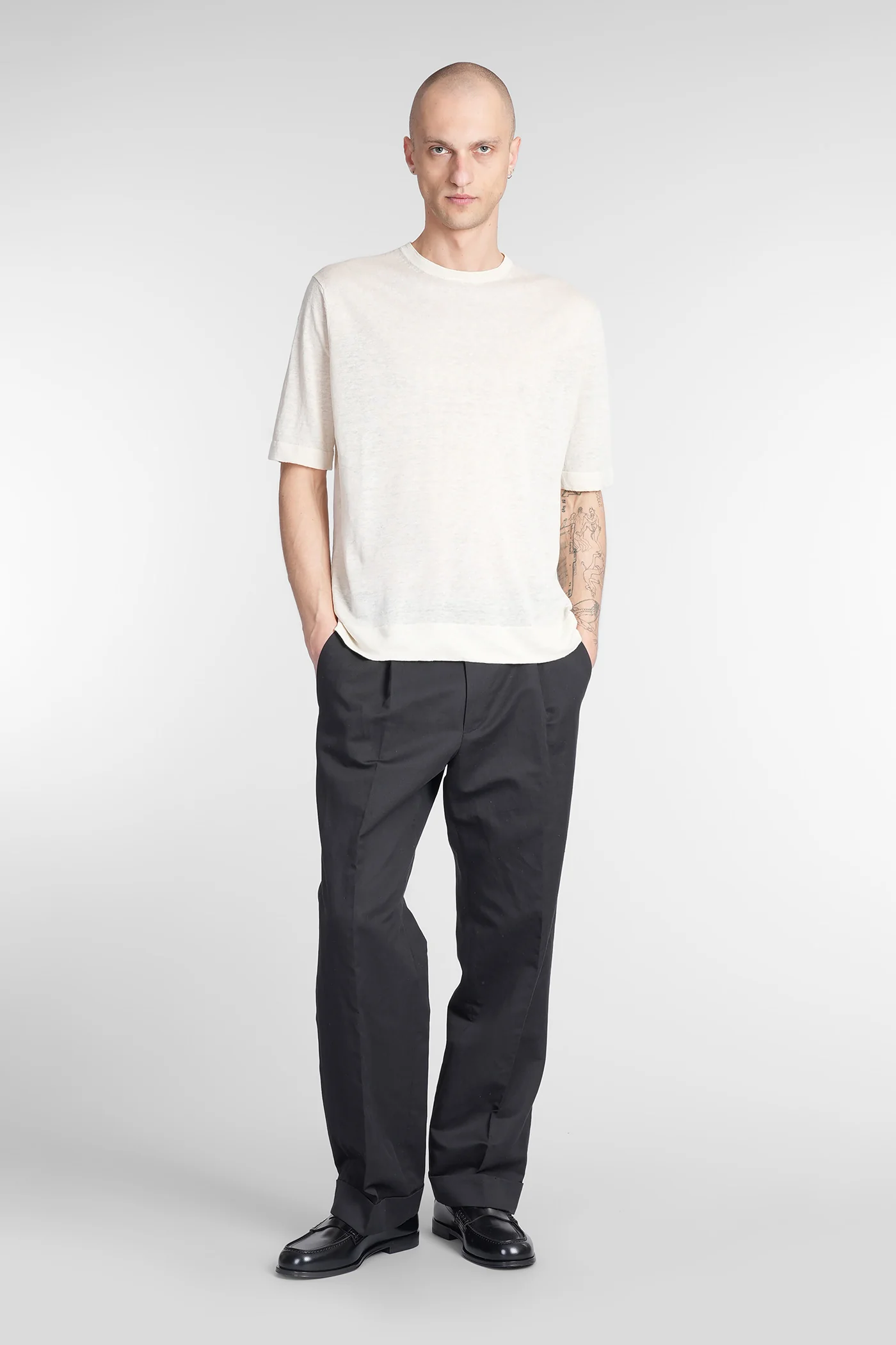 T-Shirt in beige linen - Image 2