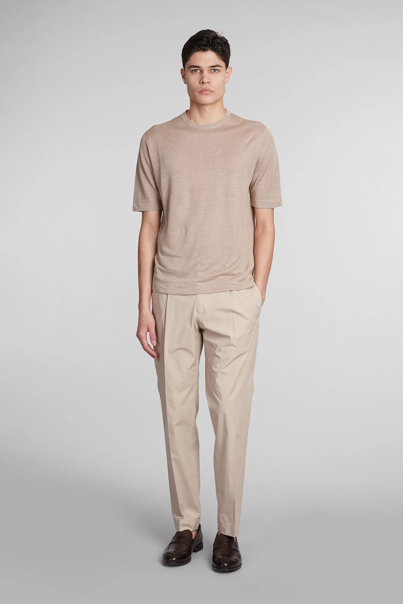 T-Shirt in beige linen - Image 2