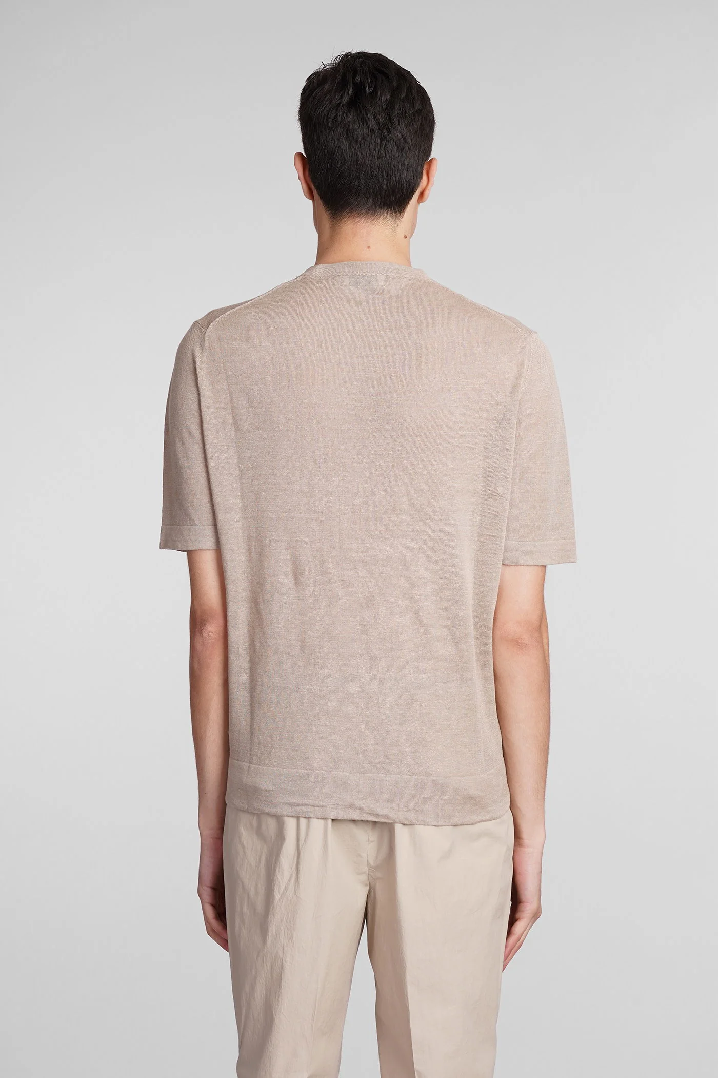 T-Shirt in beige linen - Image 3