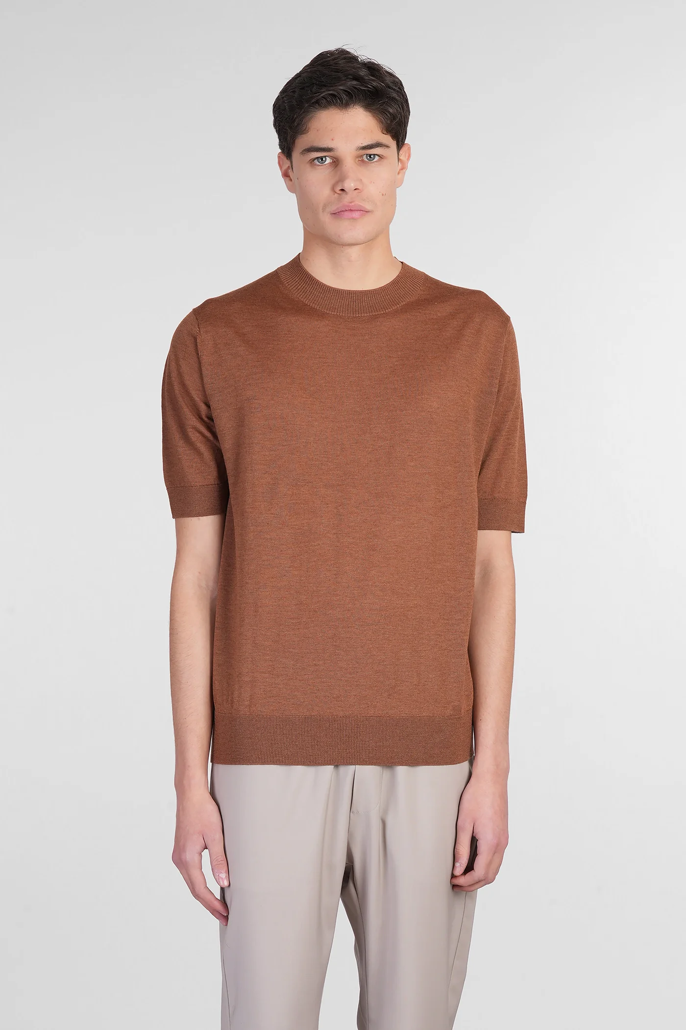 T-Shirt in brown wool