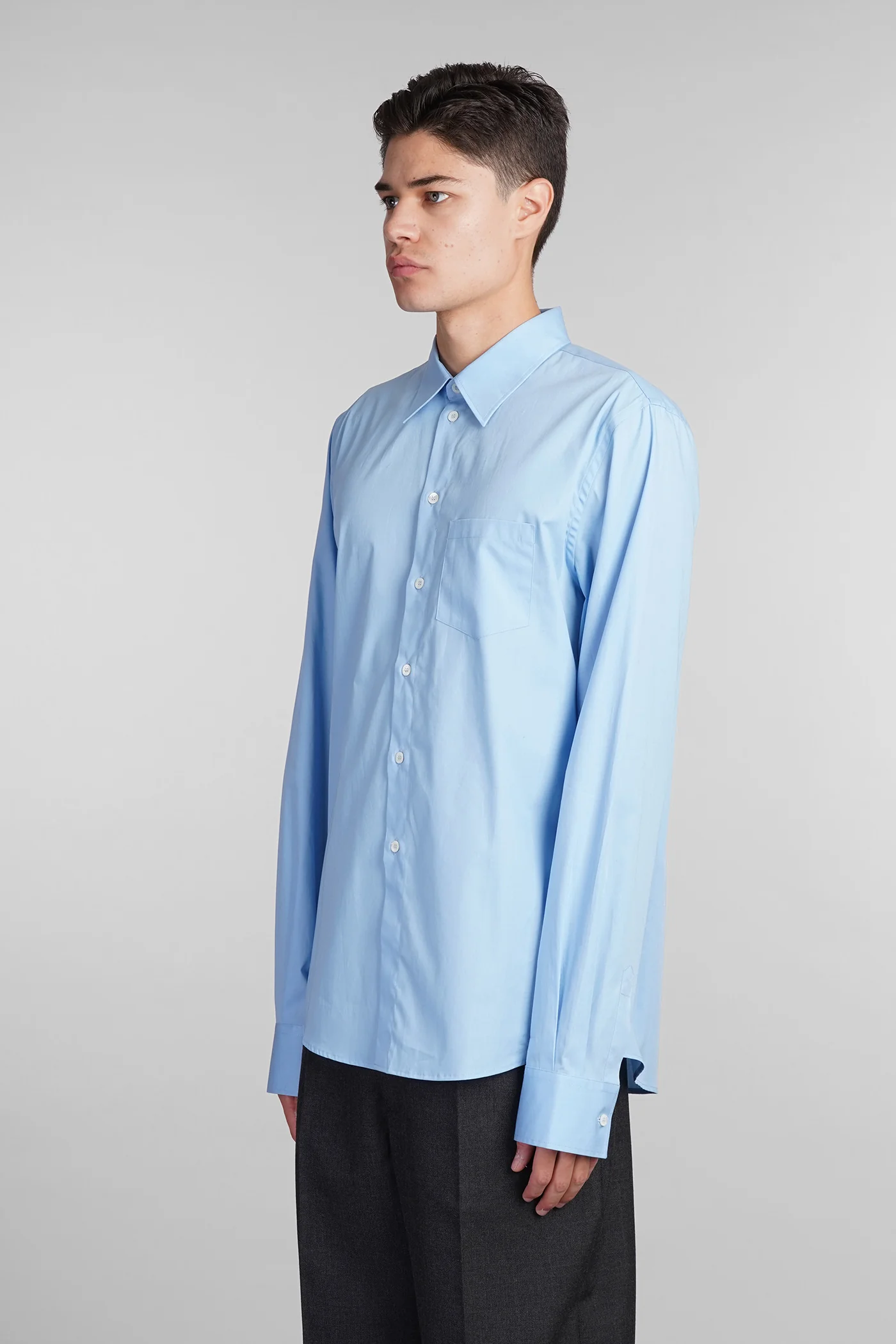 Shirt in cyan cotton - Image 4