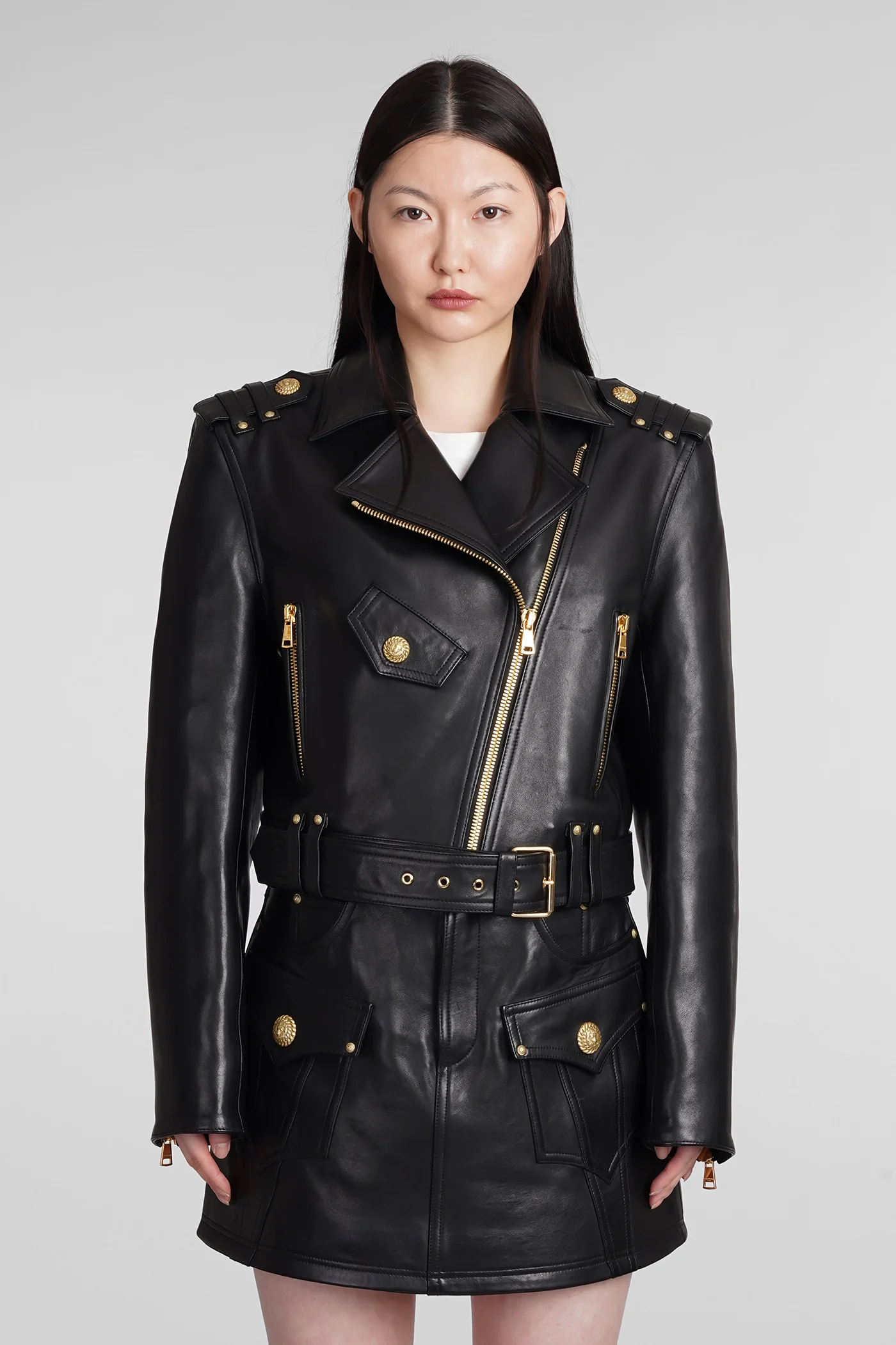 Biker jacket in black leather