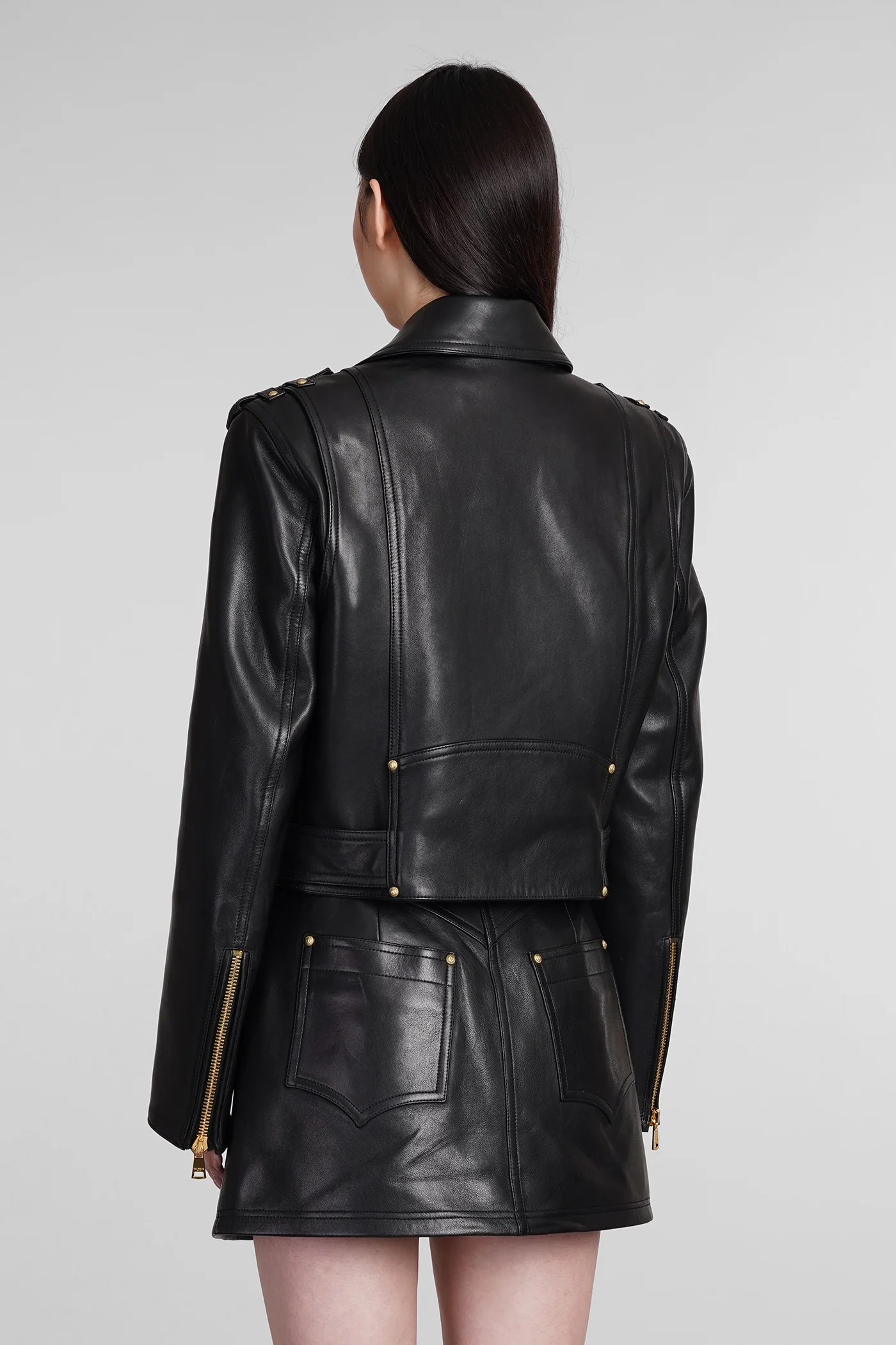 Biker jacket in black leather - Image 3