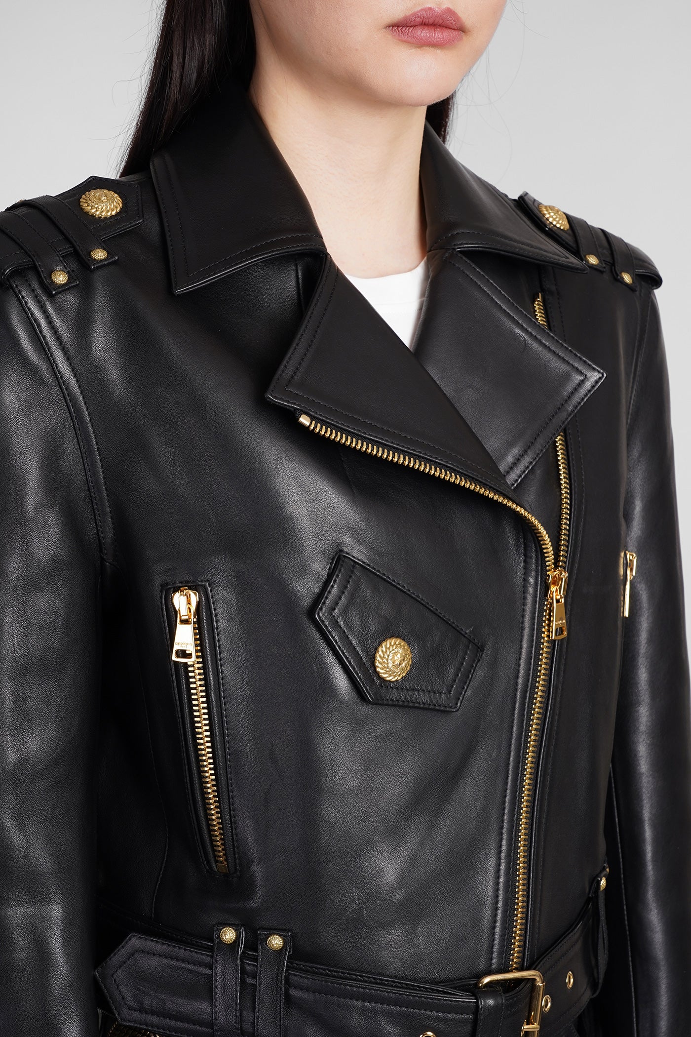 Biker jacket in black leather - Image 5