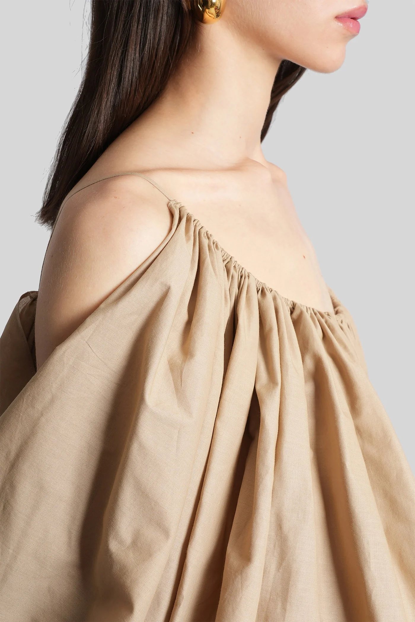 Blouse in beige cotton - Image 5