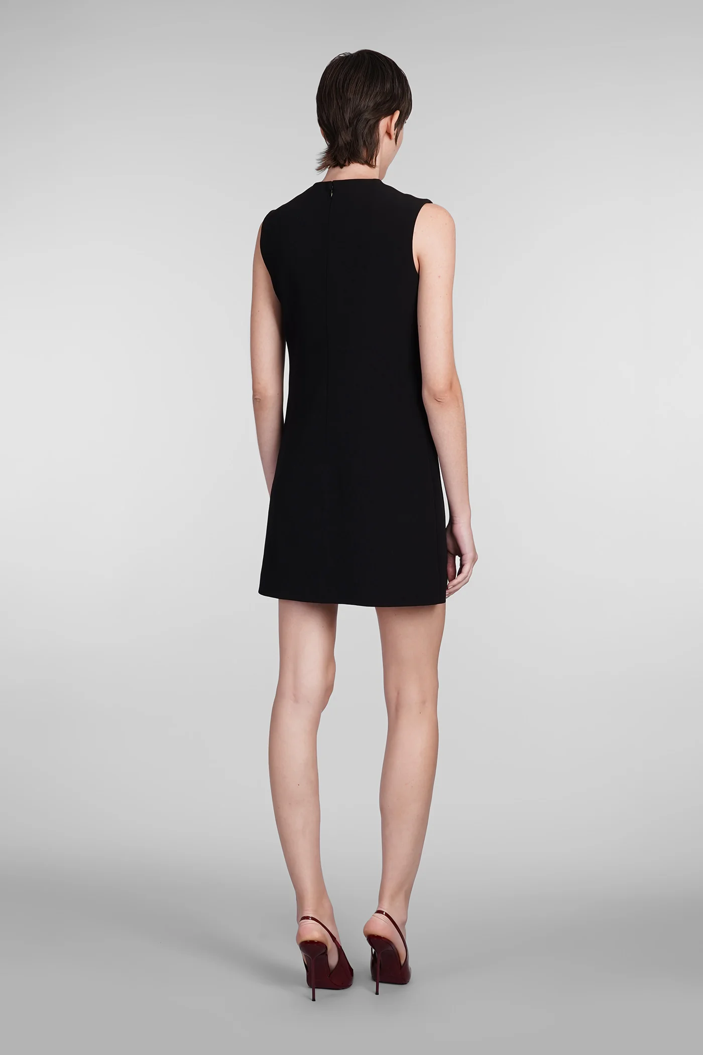Dress woman in black viscose - Image 3