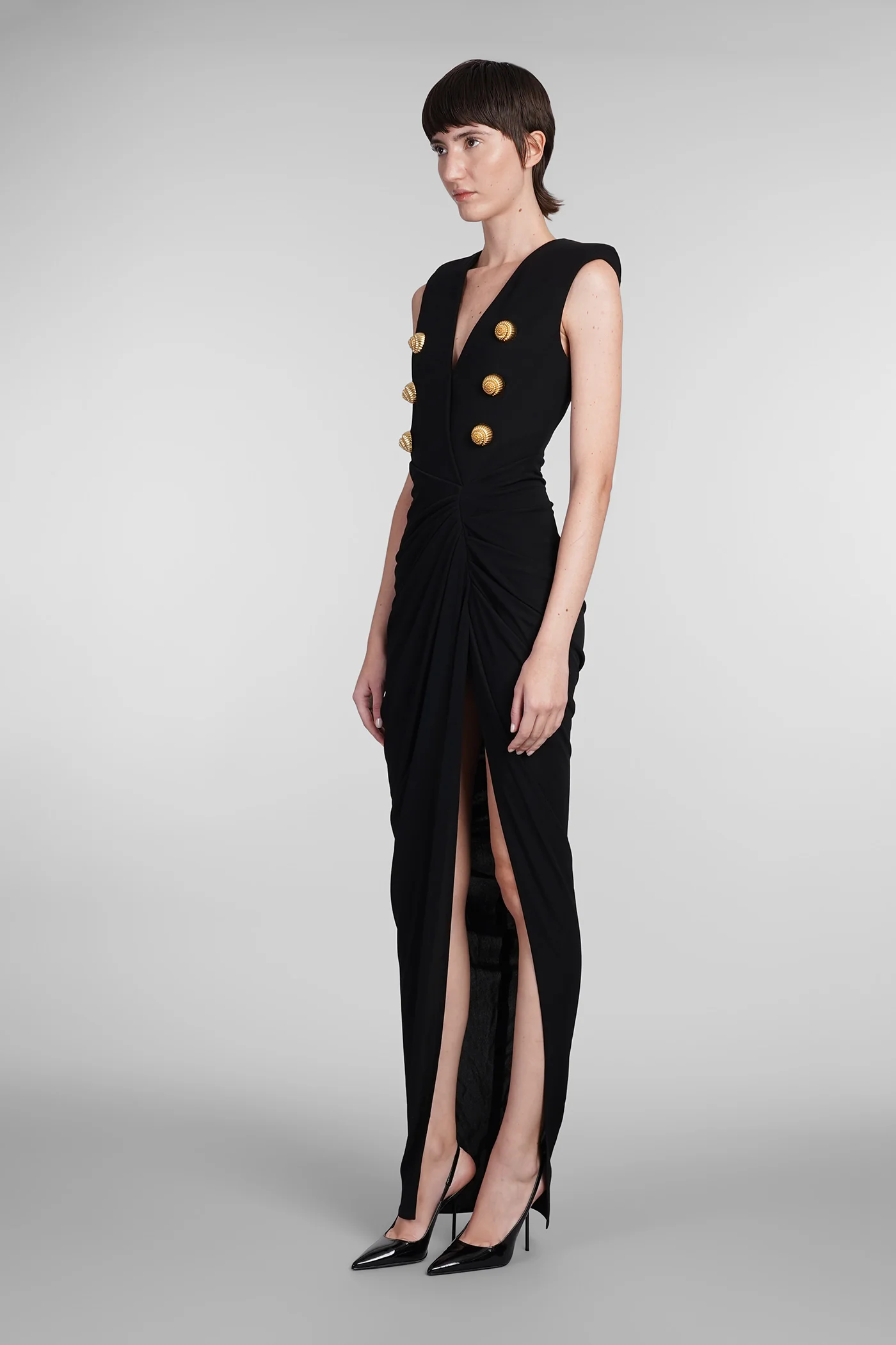 Dress woman in black viscose - Image 4
