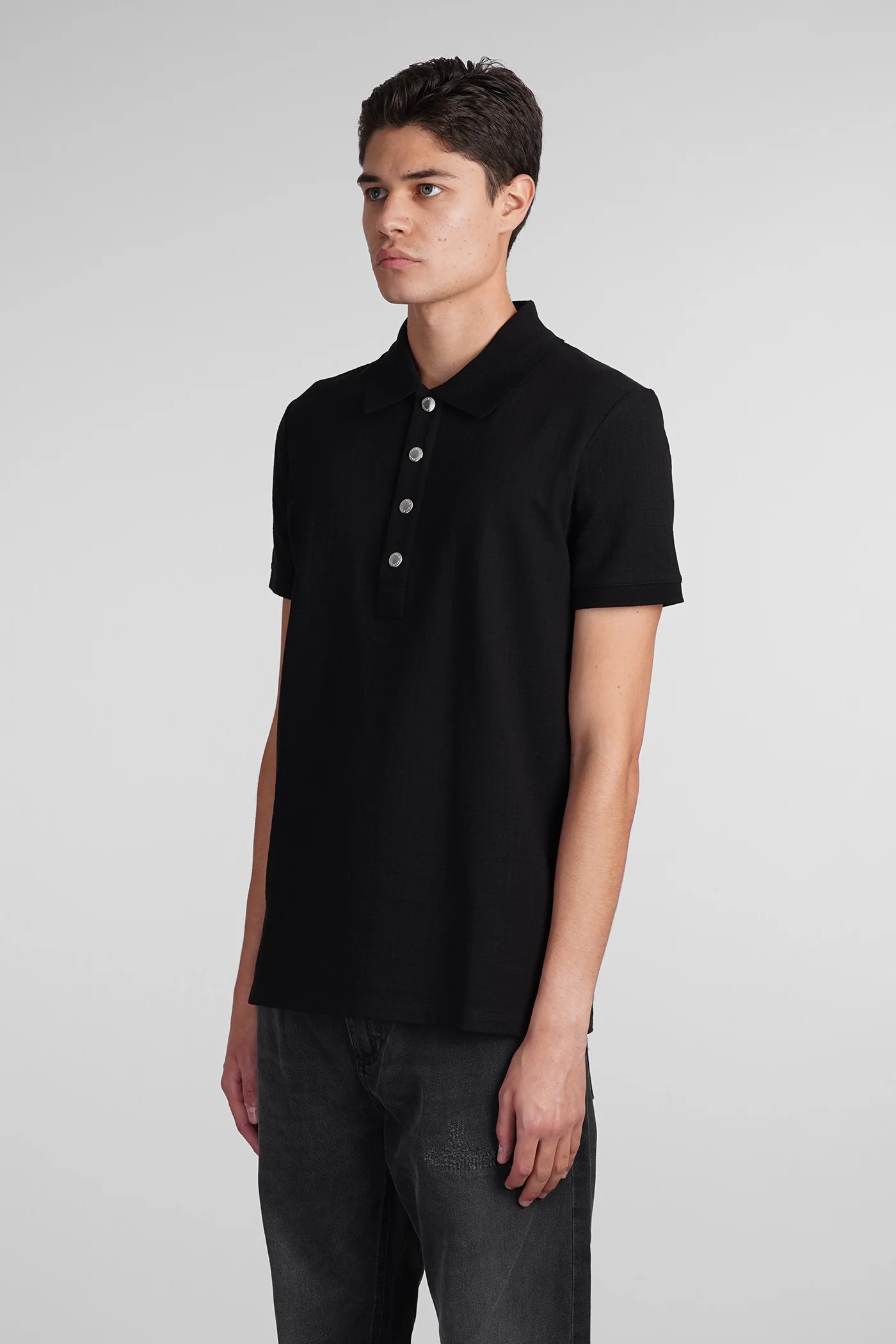 Polo in black cotton - Image 4