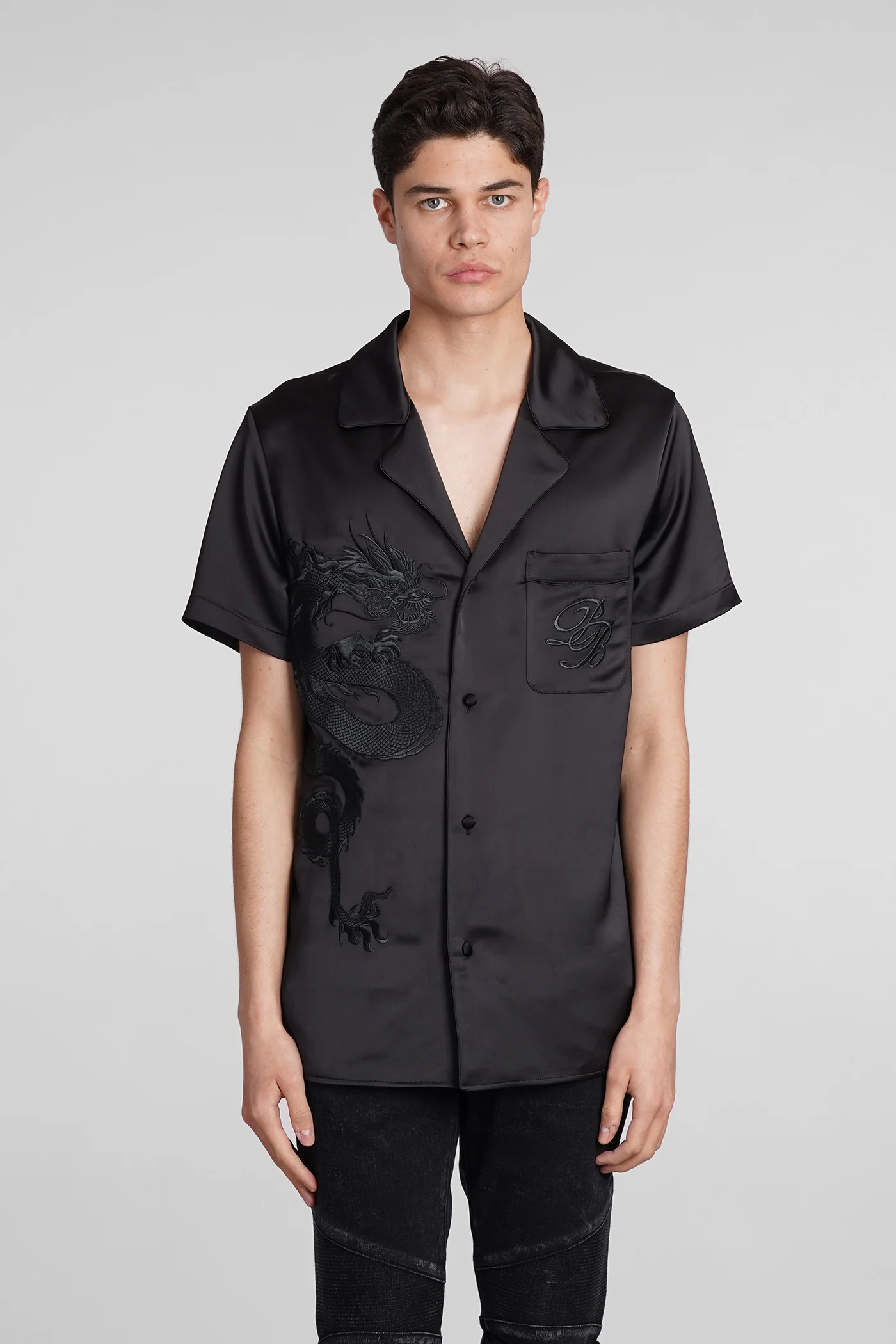 Shirt in black polyester
