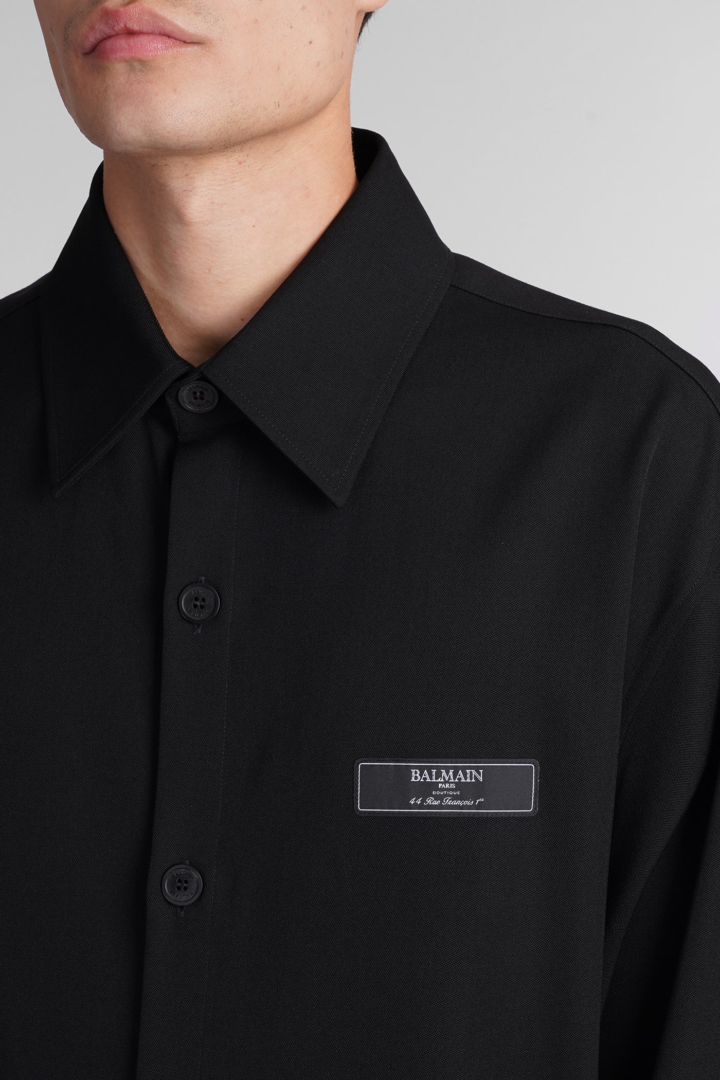 Shirt in black wool - Image 5