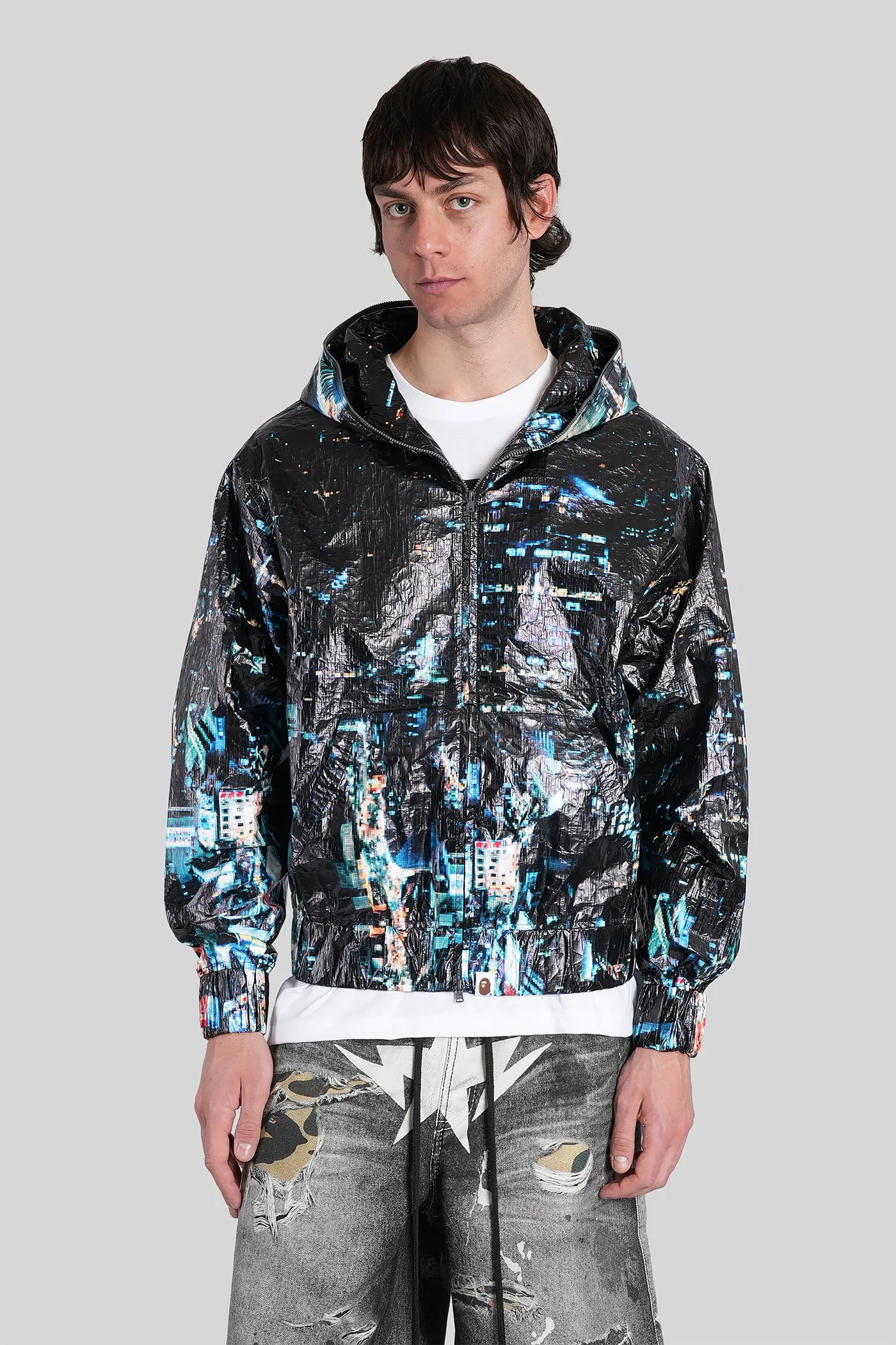 Casual jacket in black Polyethylene