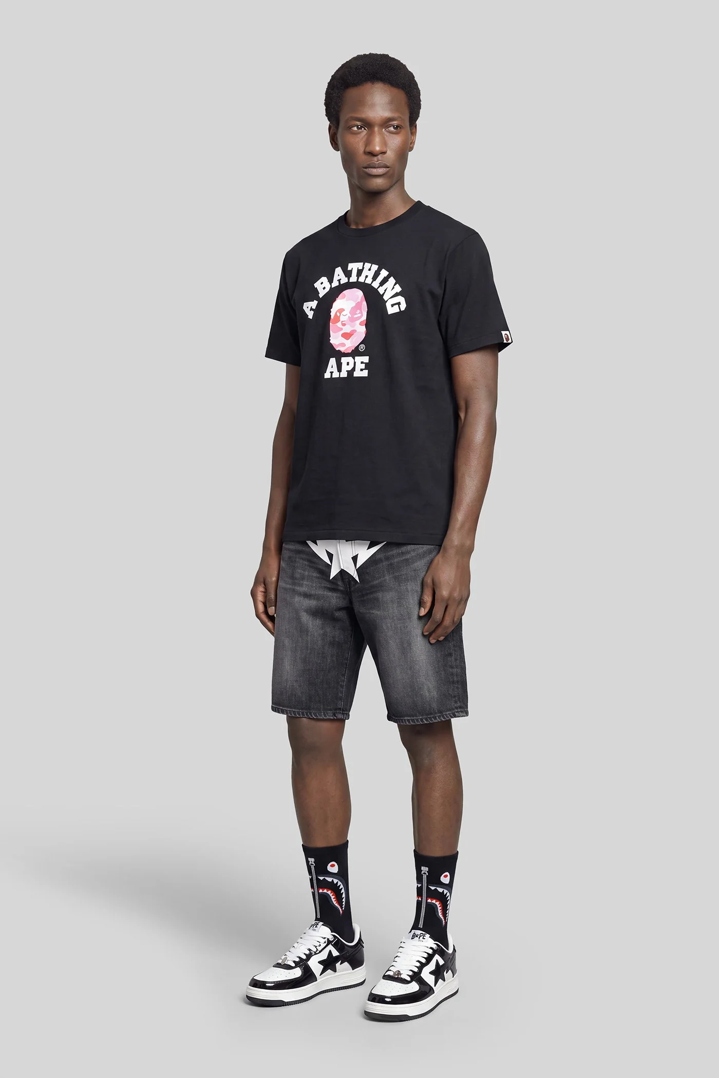 Shorts in black cotton - Image 2