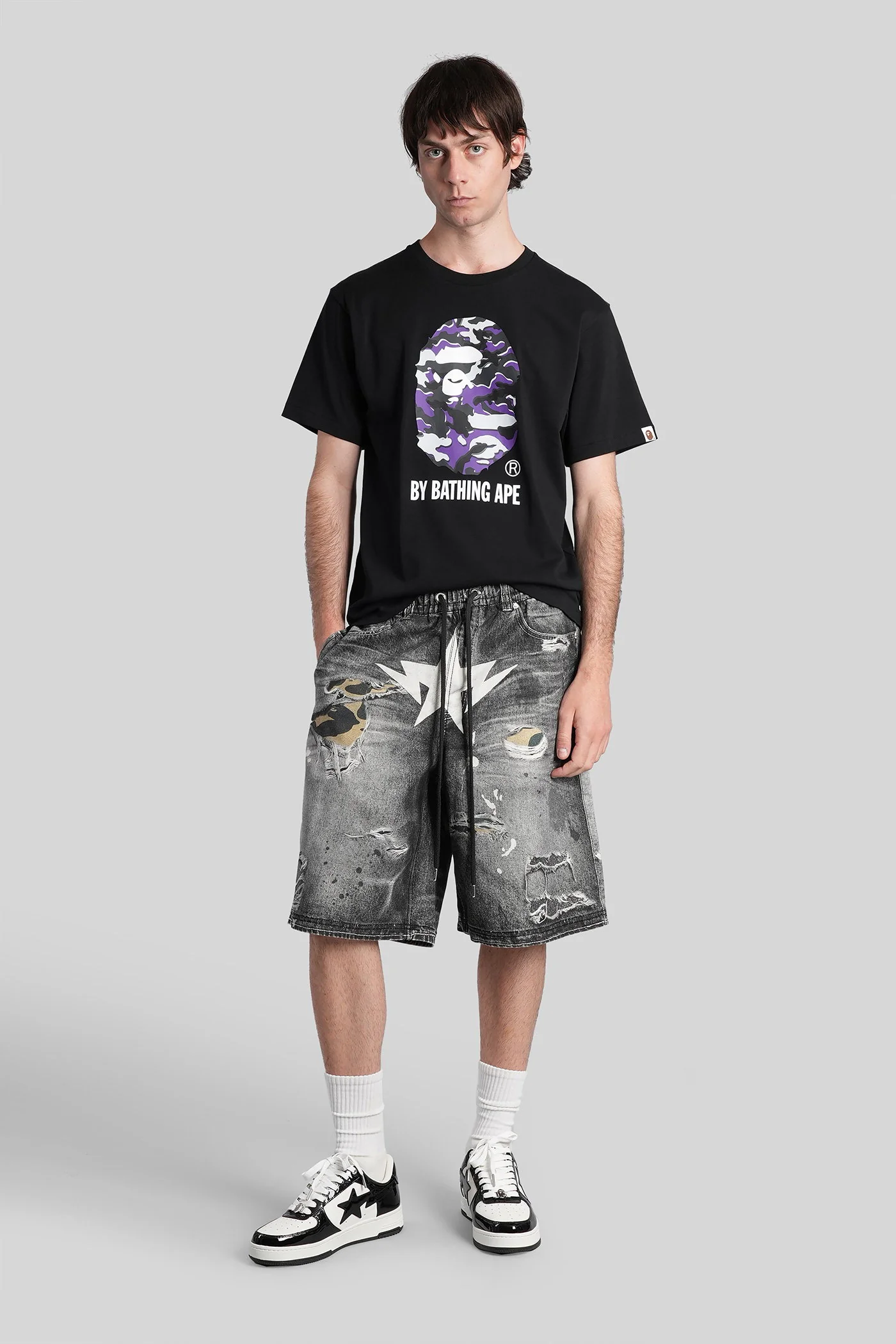 T-Shirt in black cotton - Image 2