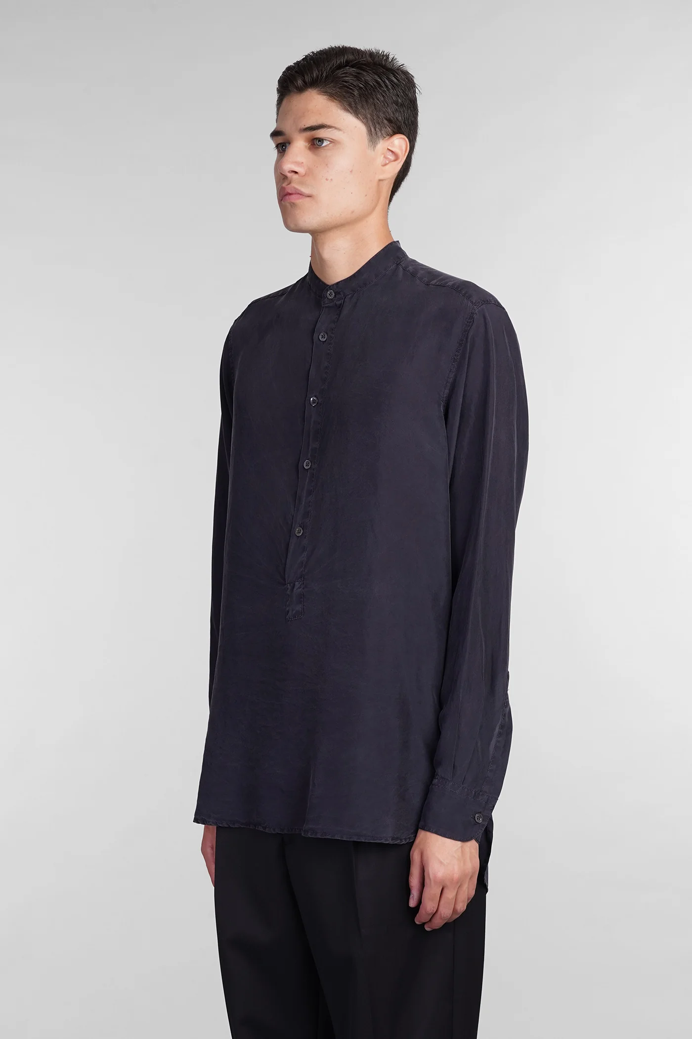 Ciospa Shirt in blue silk - Image 4