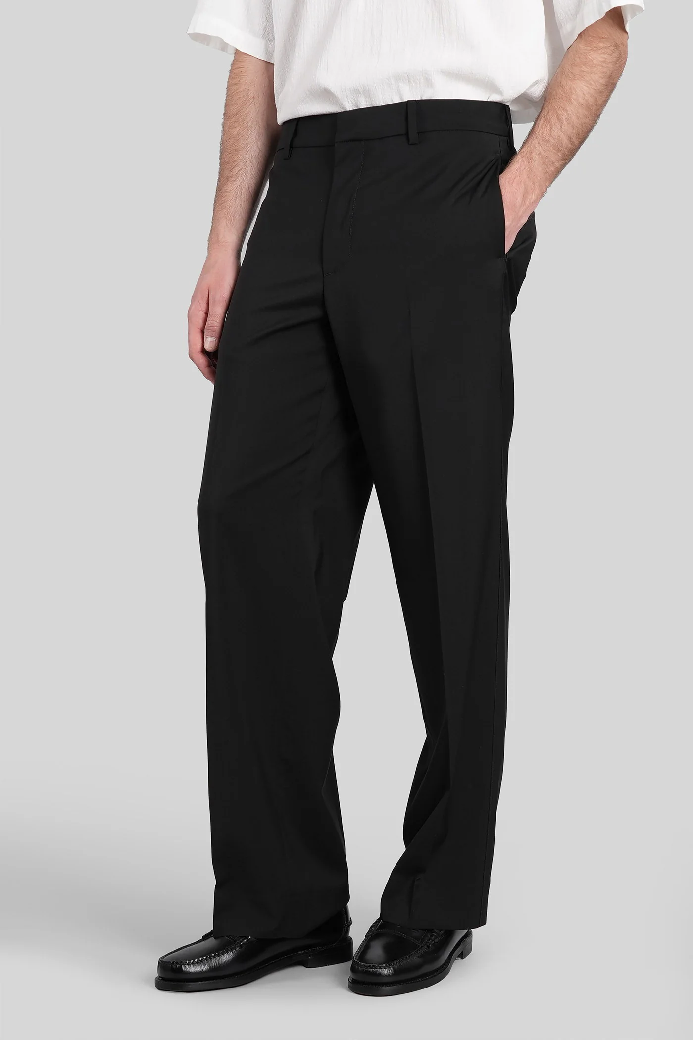 Delfo Pants in black wool - Image 4