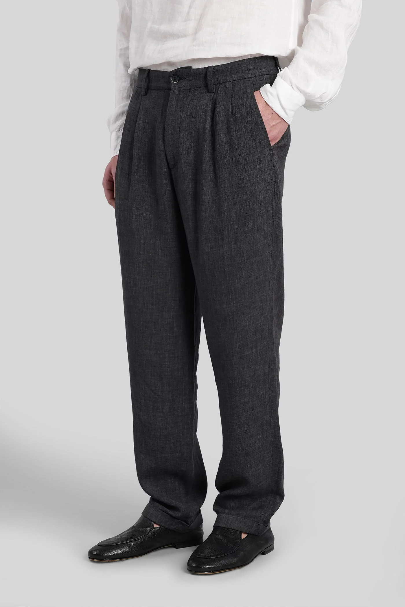 Drapier Pants in grey linen - Image 4