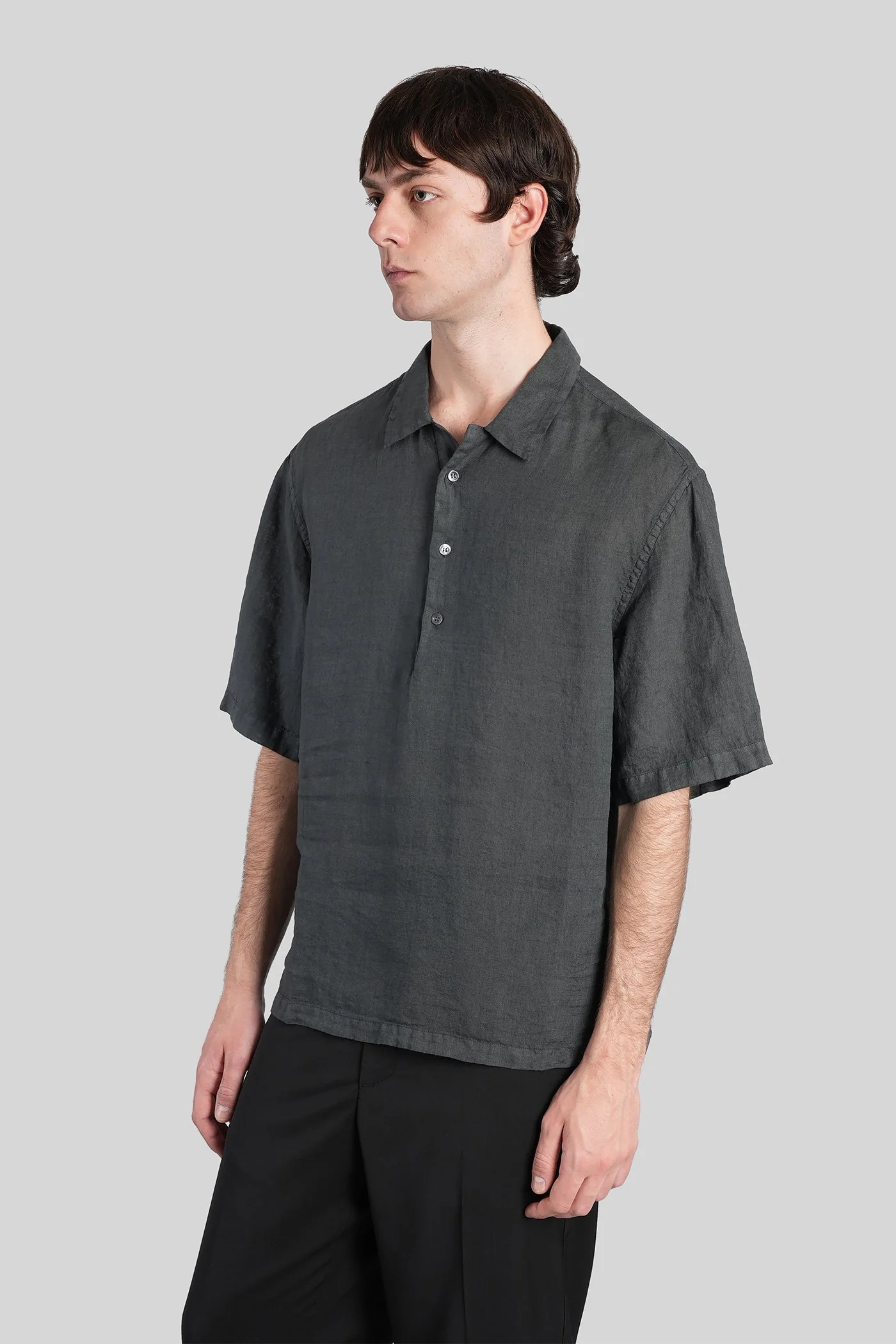 Mola Shirt in grey linen - Image 4