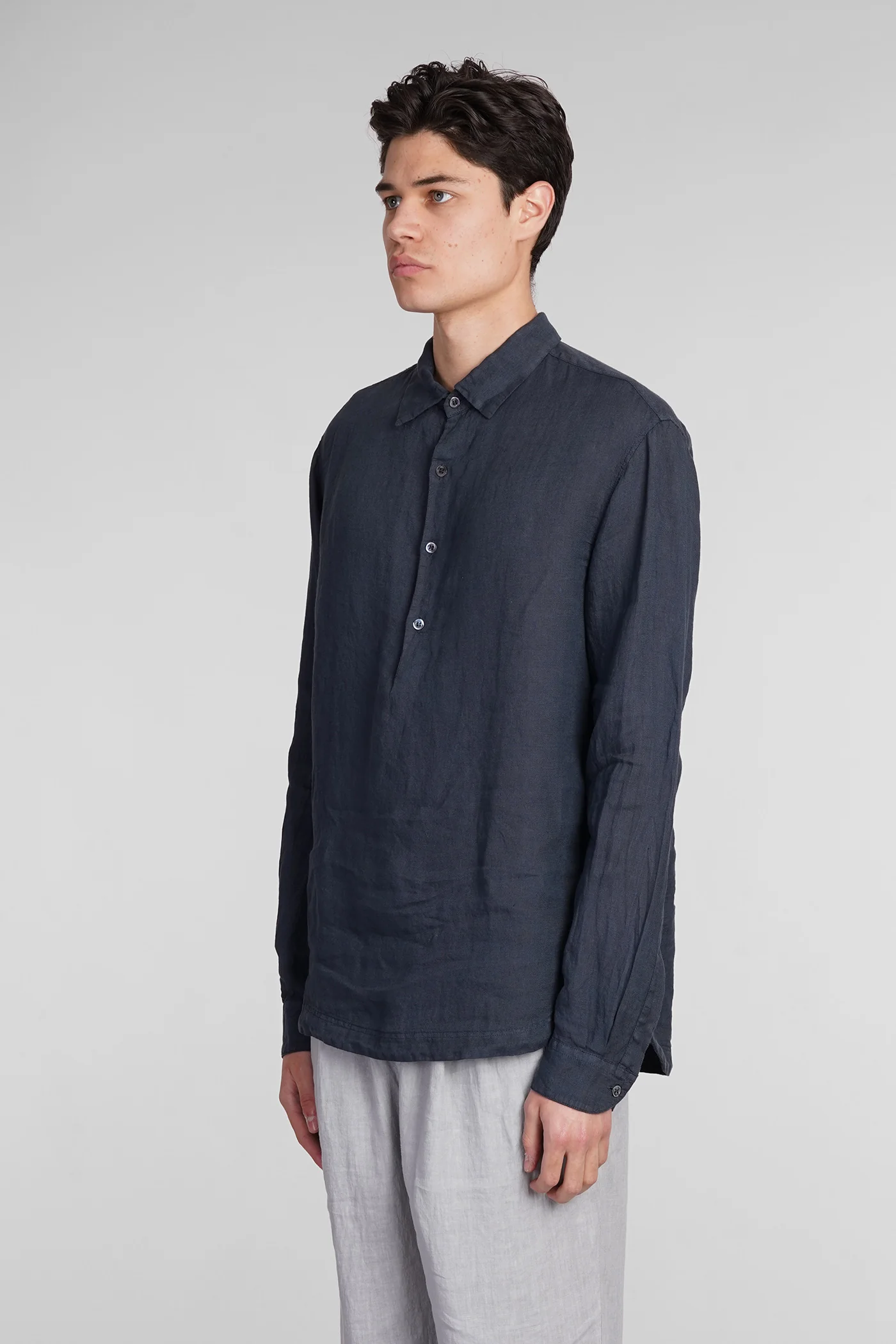 Pavan Shirt in blue linen - Image 4