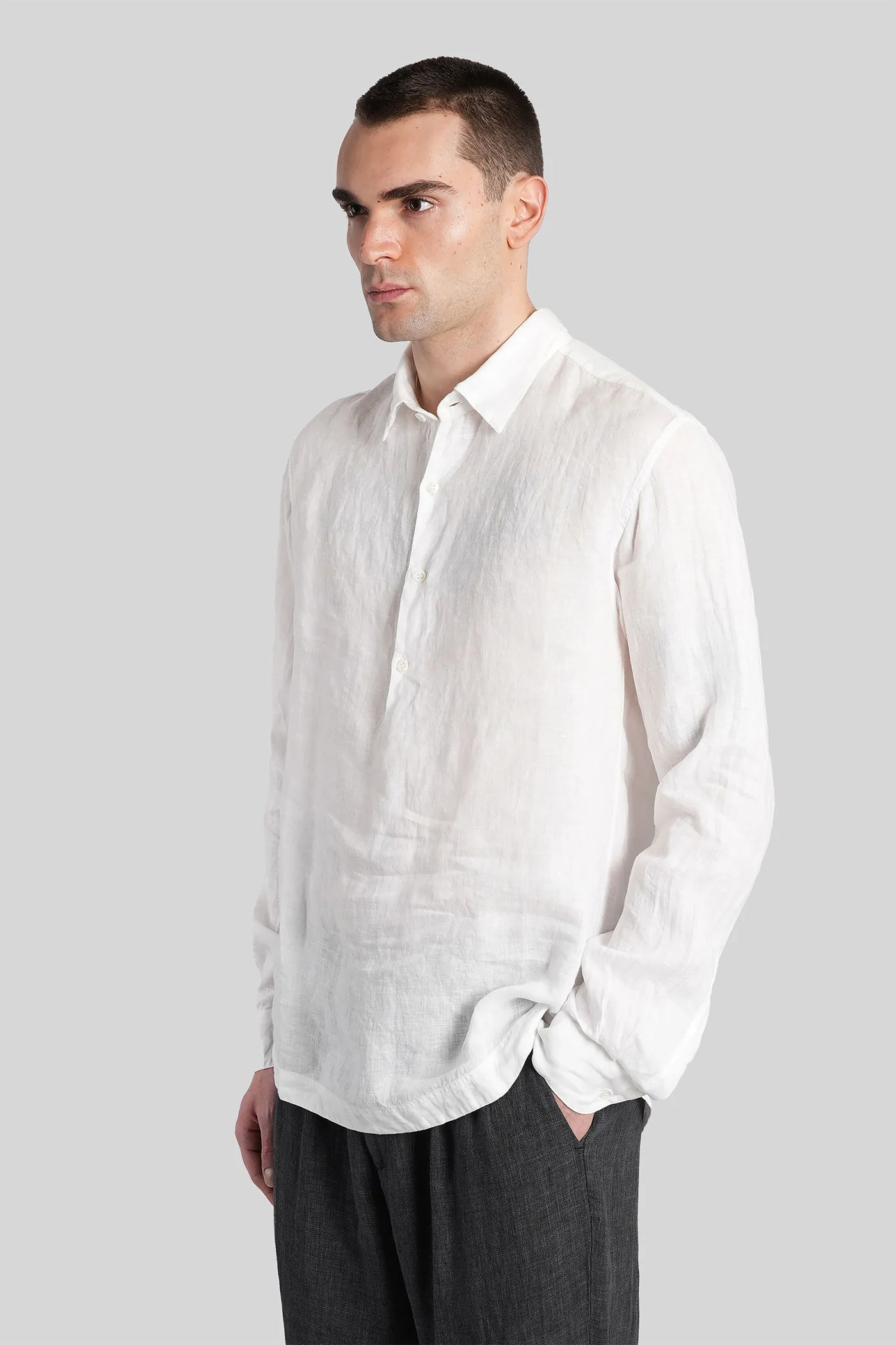 Pavans Shirt in white linen - Image 4