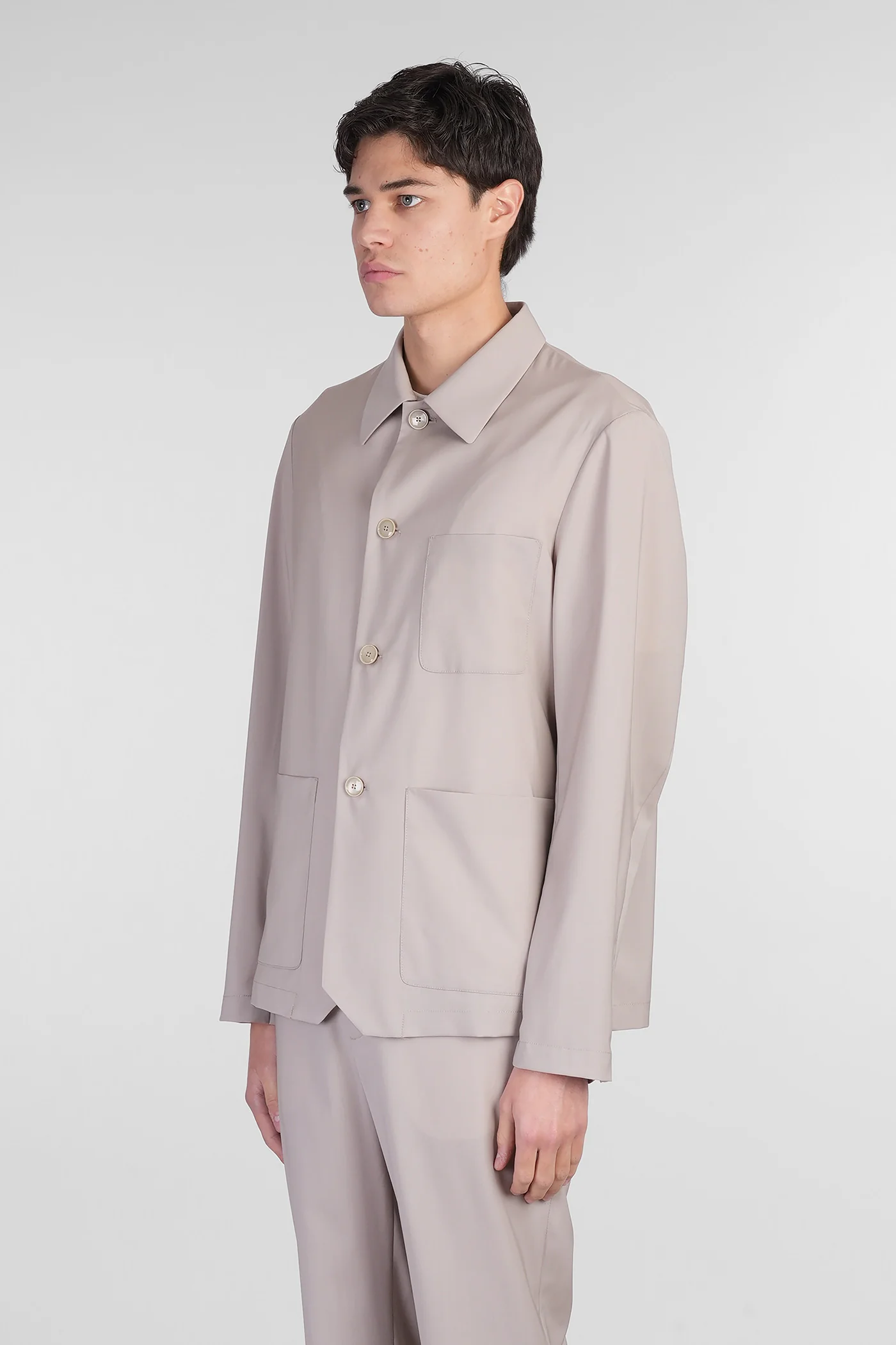 Visal Shirt in beige wool - Image 4