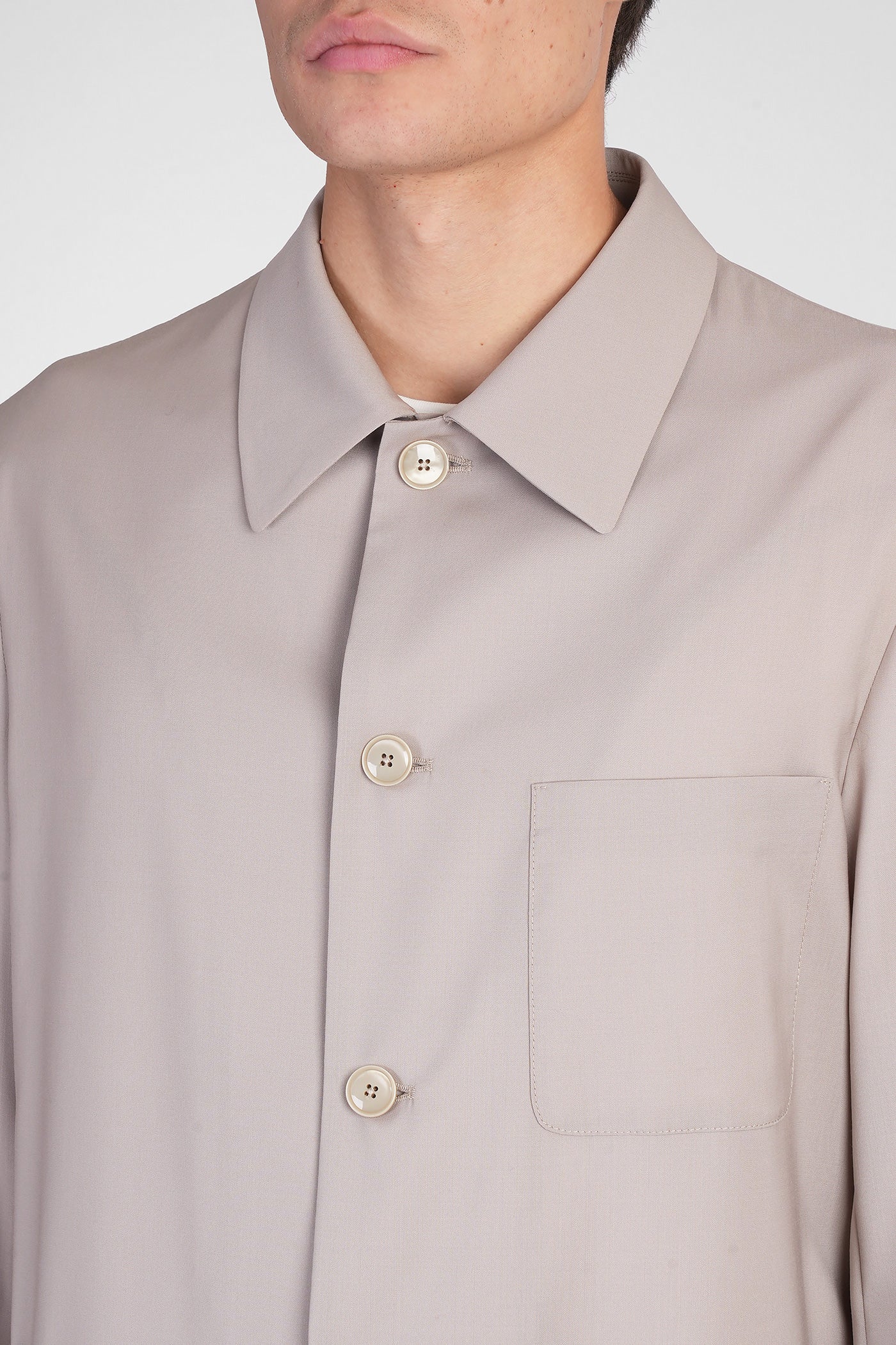 Visal Shirt in beige wool - Image 5