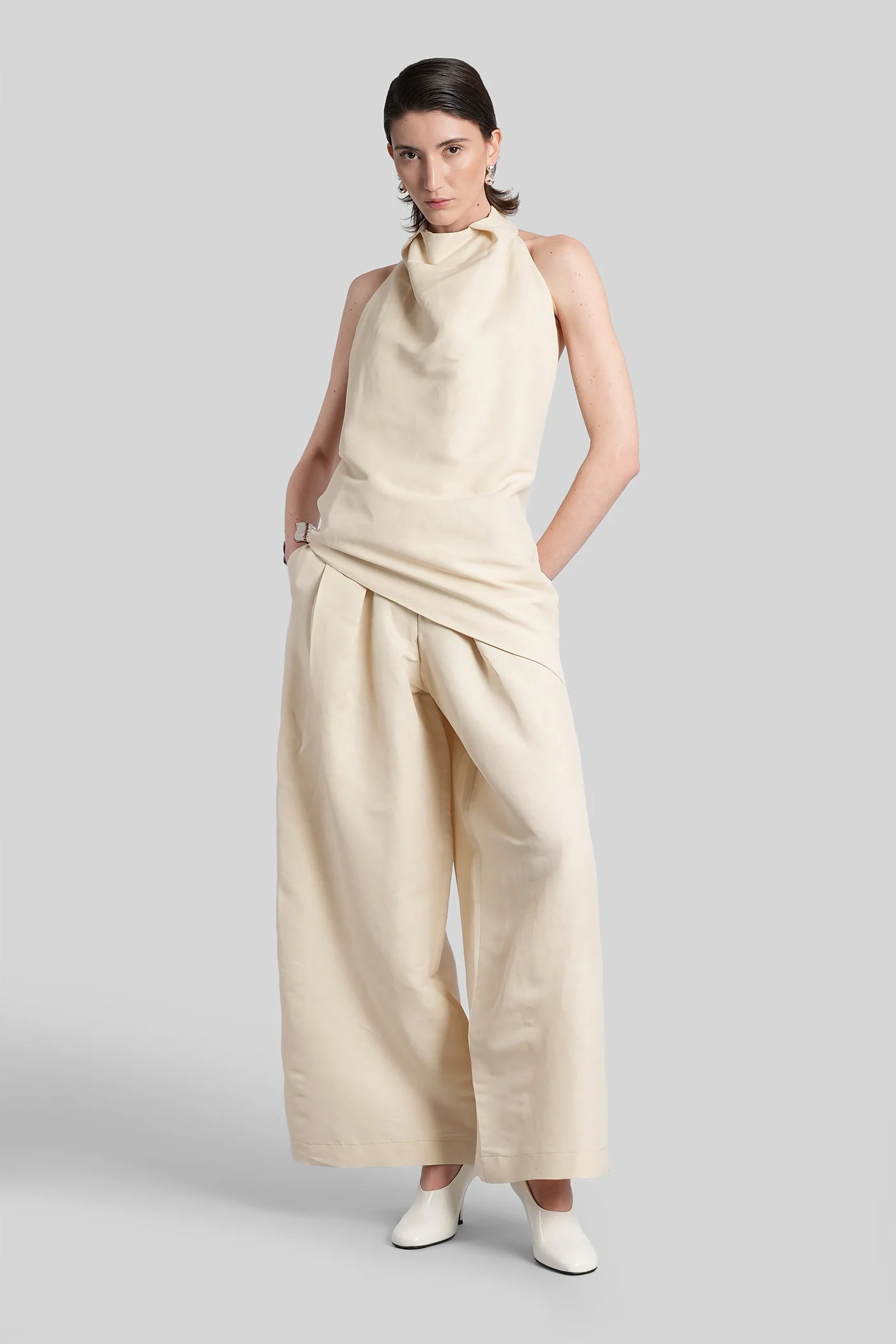 Pants in beige linen - Image 2