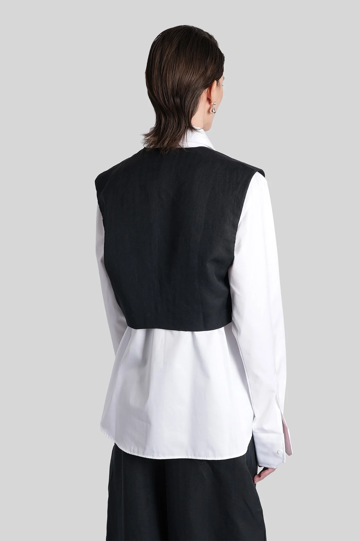 Vest in black linen - Image 3