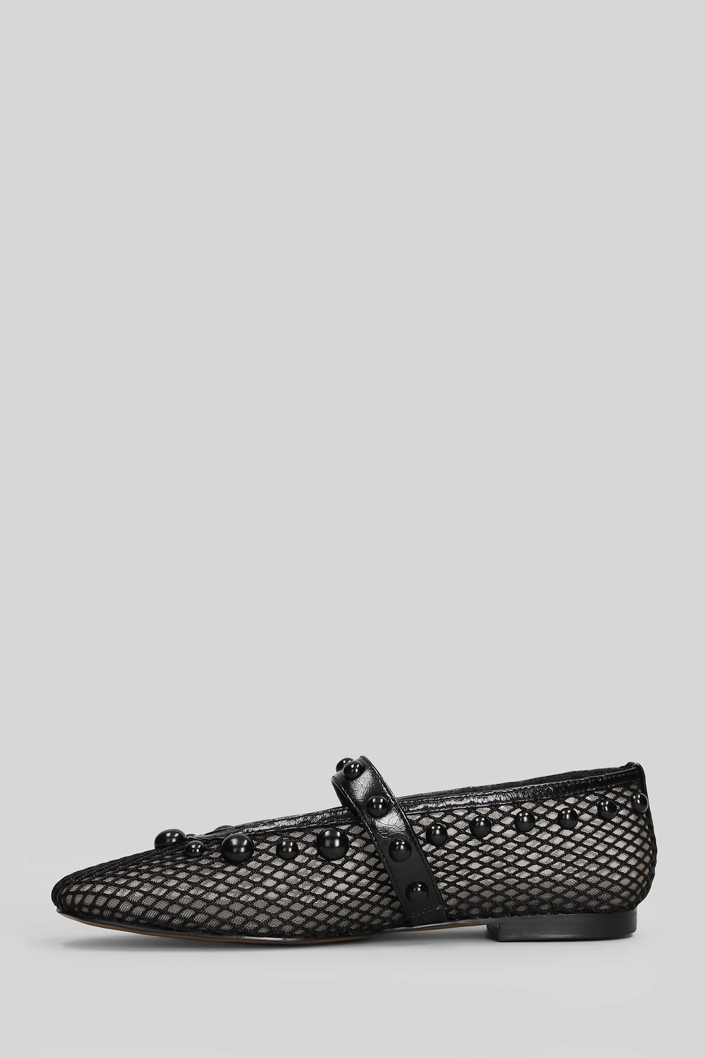 Carinna Flat Ballet flats in black leather and fabric - Image 3