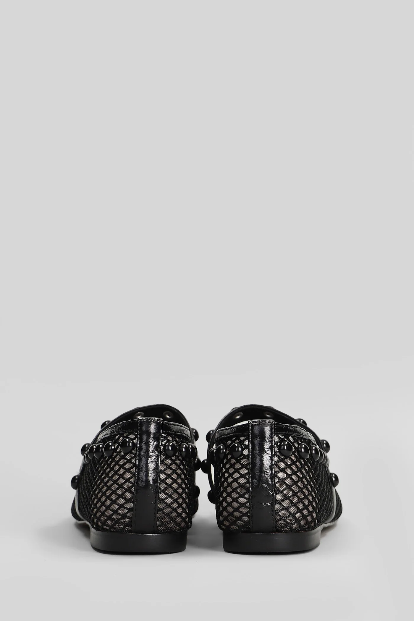 Carinna Flat Ballet flats in black leather and fabric - Image 4