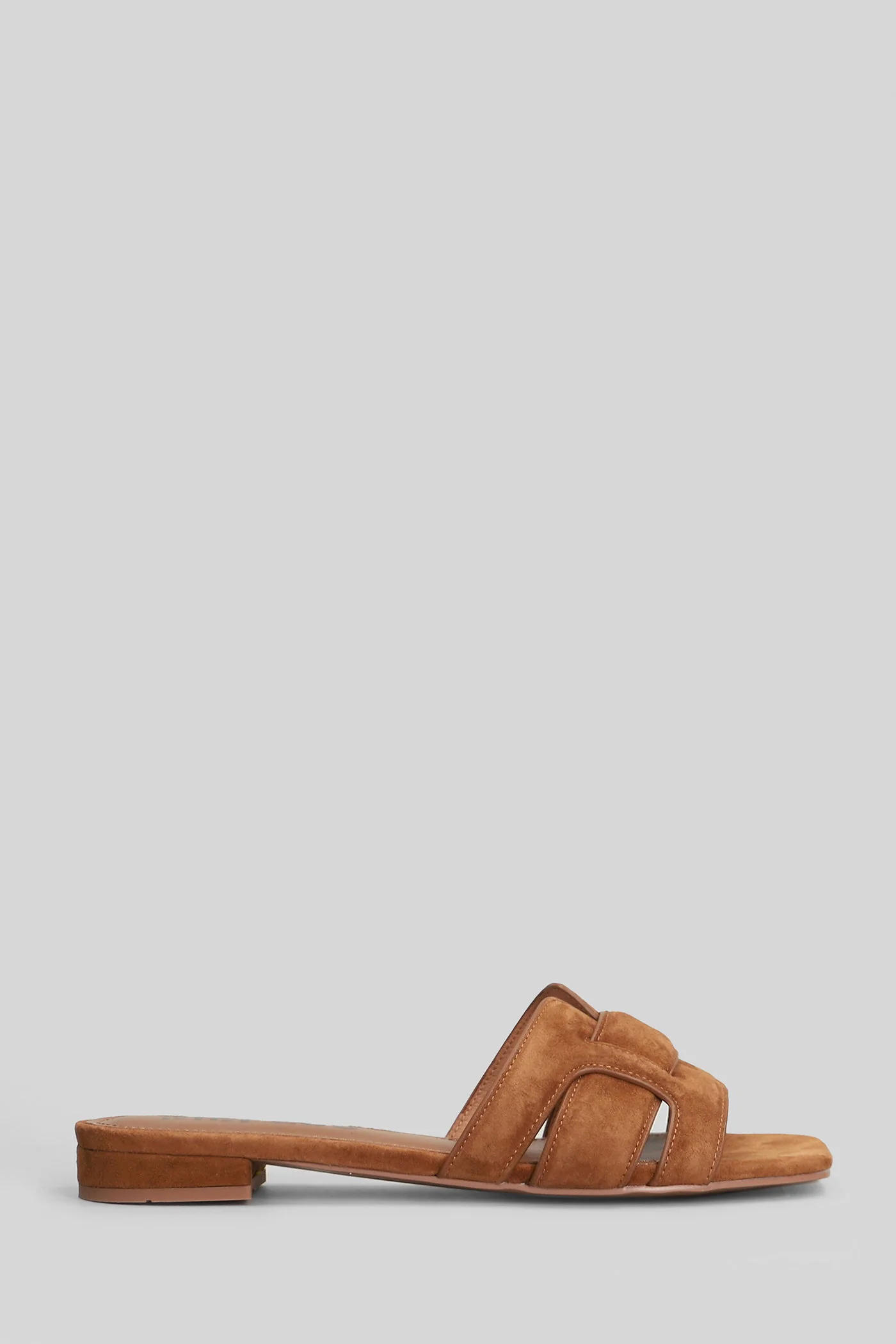 Holly Flat Flat sandal-slipper in leather color suede