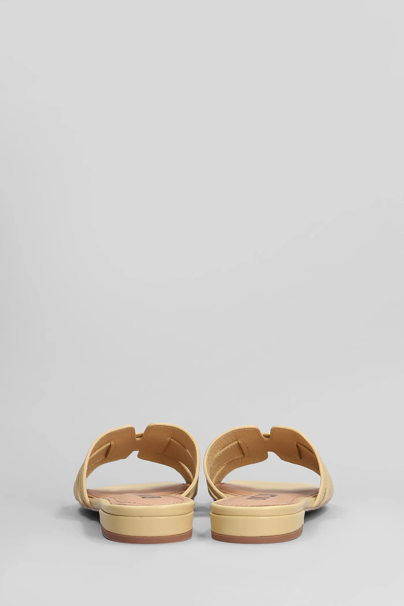 Holly Flats in beige leather and fabric - Image 4