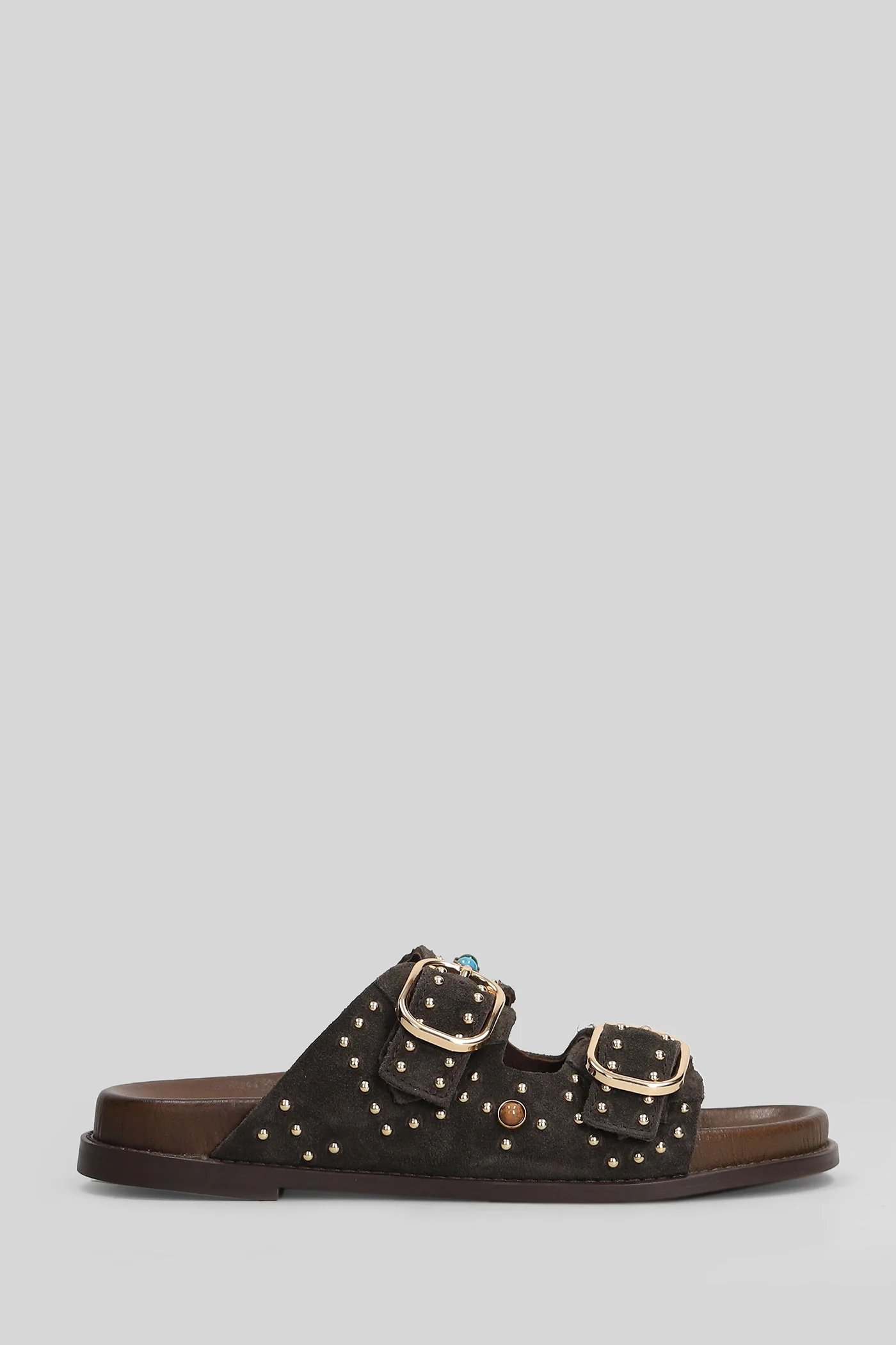 Linder Flat sandal-slipper in brown suede