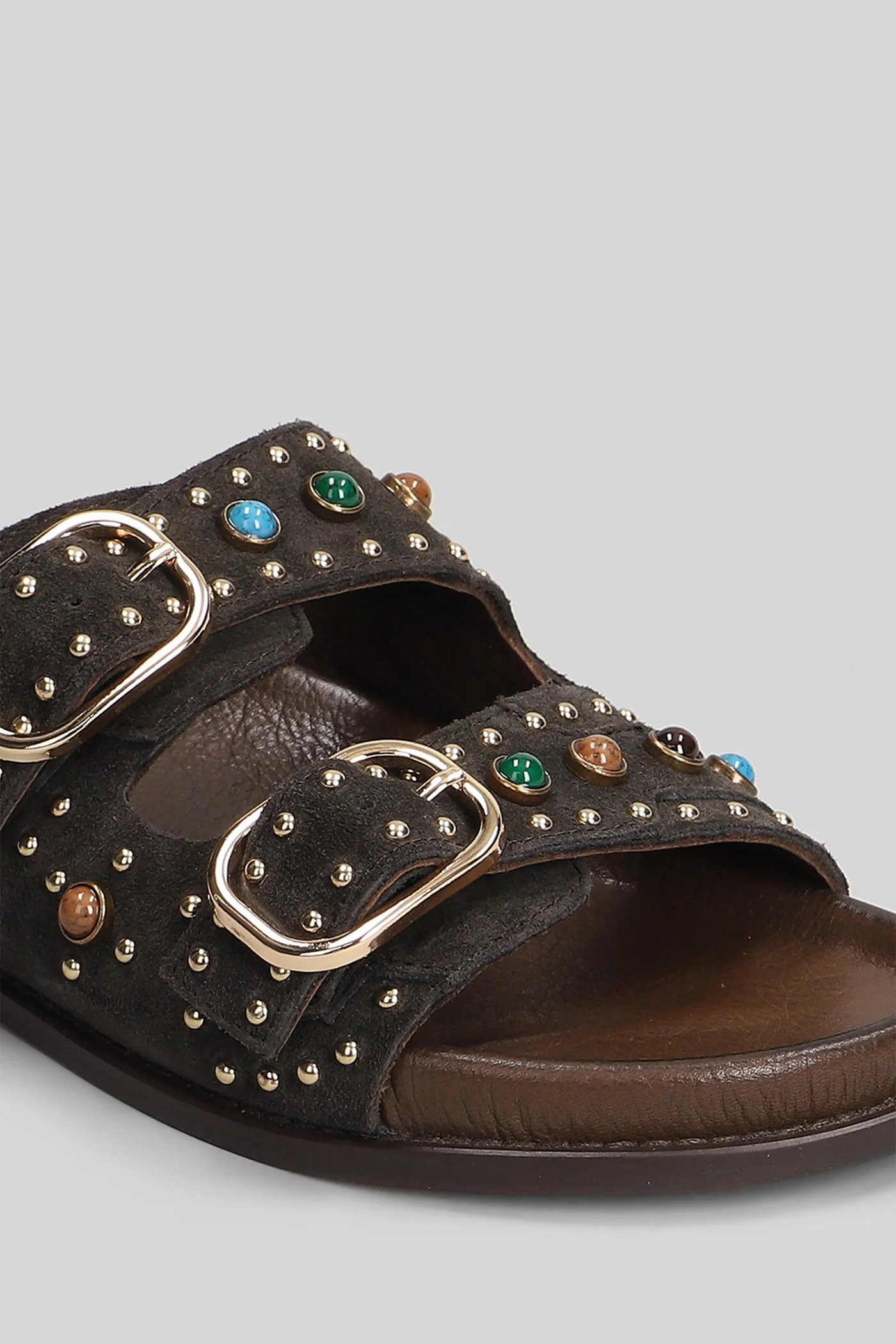 Linder Flat sandal-slipper in brown suede - Image 5