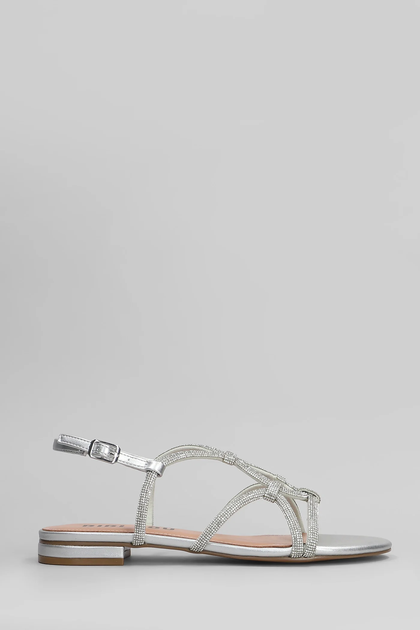 Liv Sandal Flats in silver leather