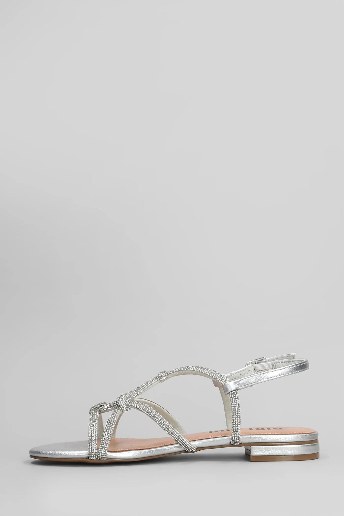 Liv Sandal Flats in silver leather - Image 3