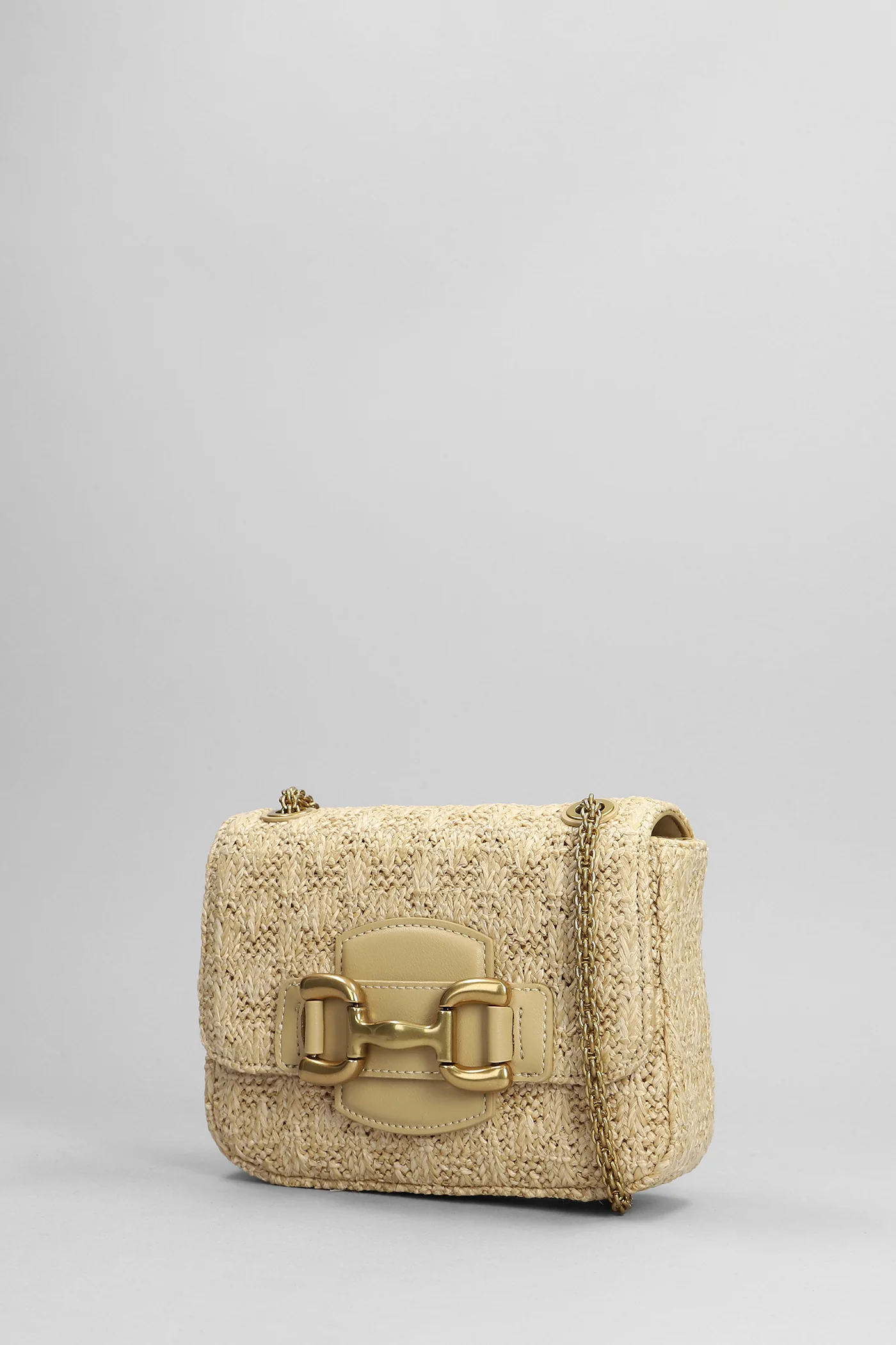 Shoulder bag in beige synthetic fibers - Image 2