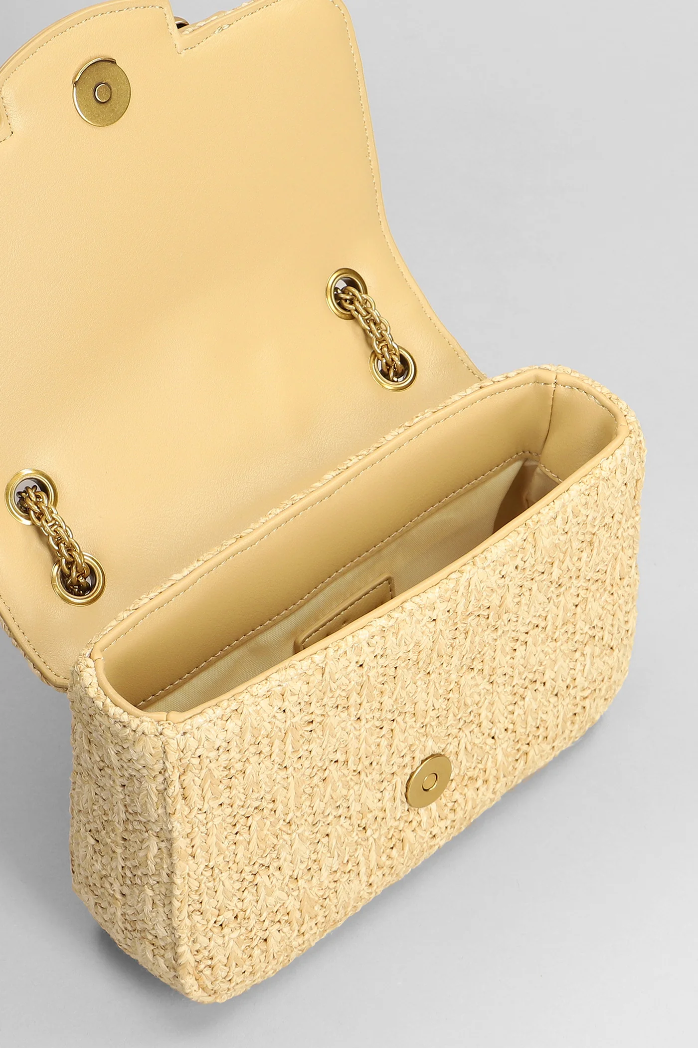 Shoulder bag in beige synthetic fibers - Image 4