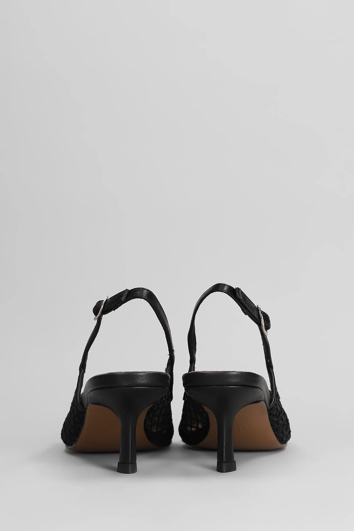 Xaia 55 Pumps in black leather and fabric - Image 19