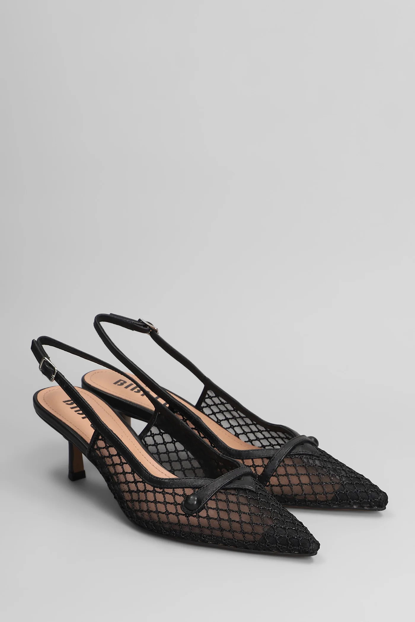 Xaia 55 Pumps in black leather and fabric - Image 37