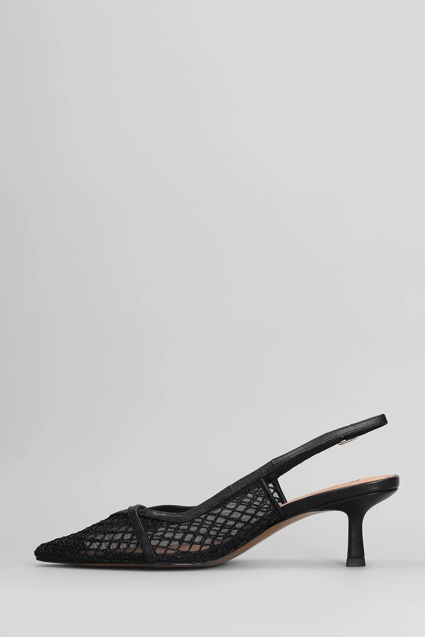 Xaia 55 Pumps in black leather and fabric - Image 8