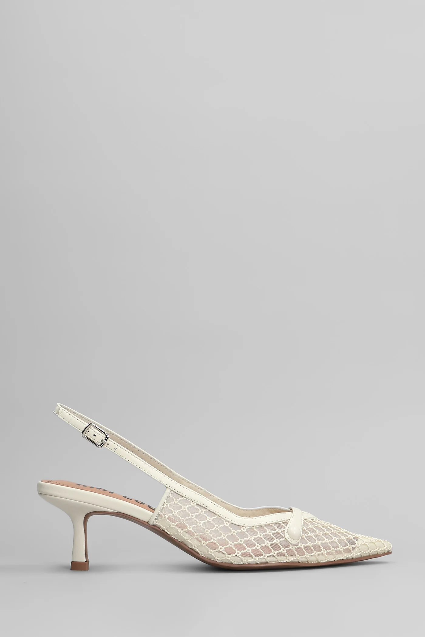 Xaia 55 Pumps in white leather and fabric
