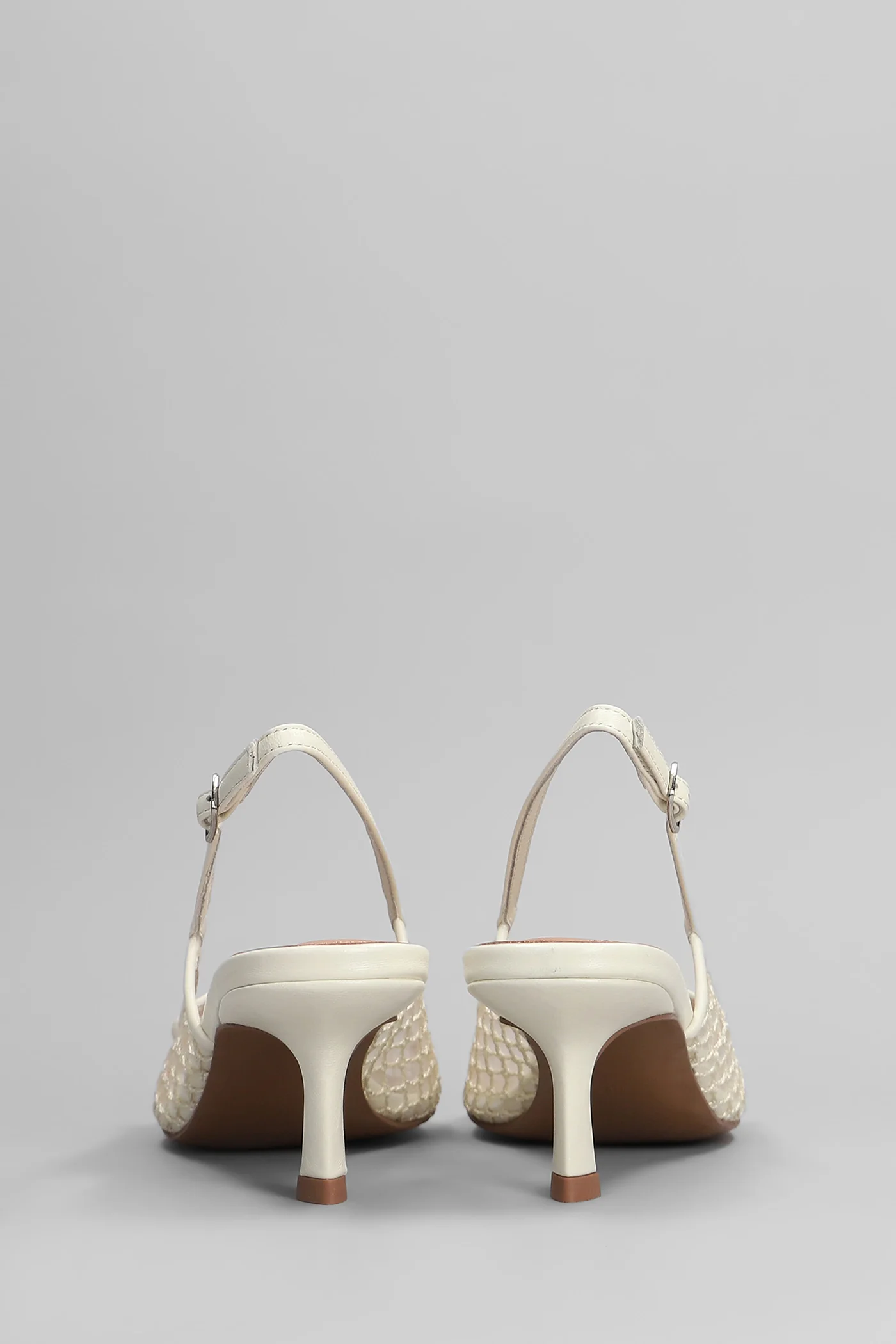 Xaia 55 Pumps in white leather and fabric - Image 4