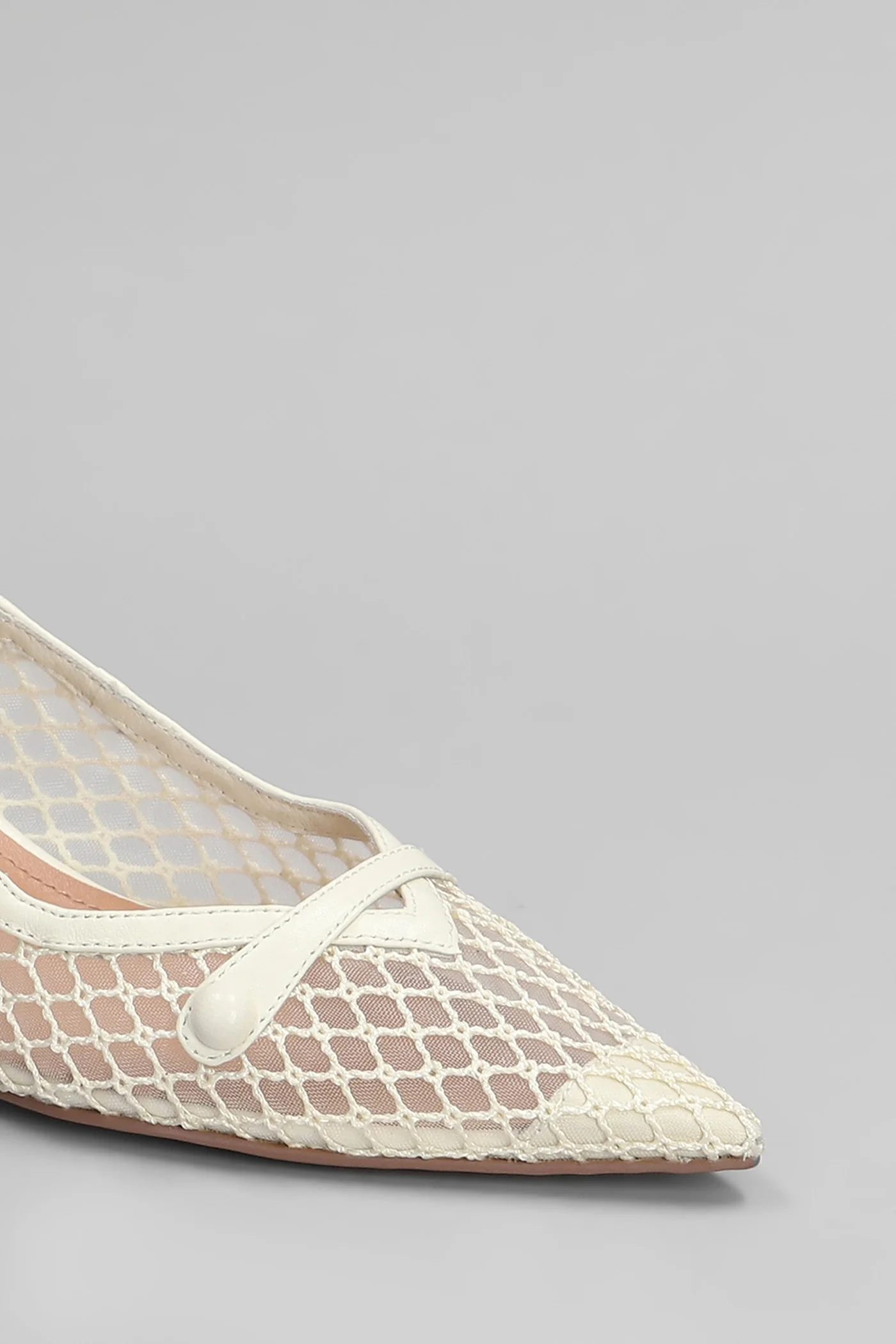Xaia 55 Pumps in white leather and fabric - Image 5
