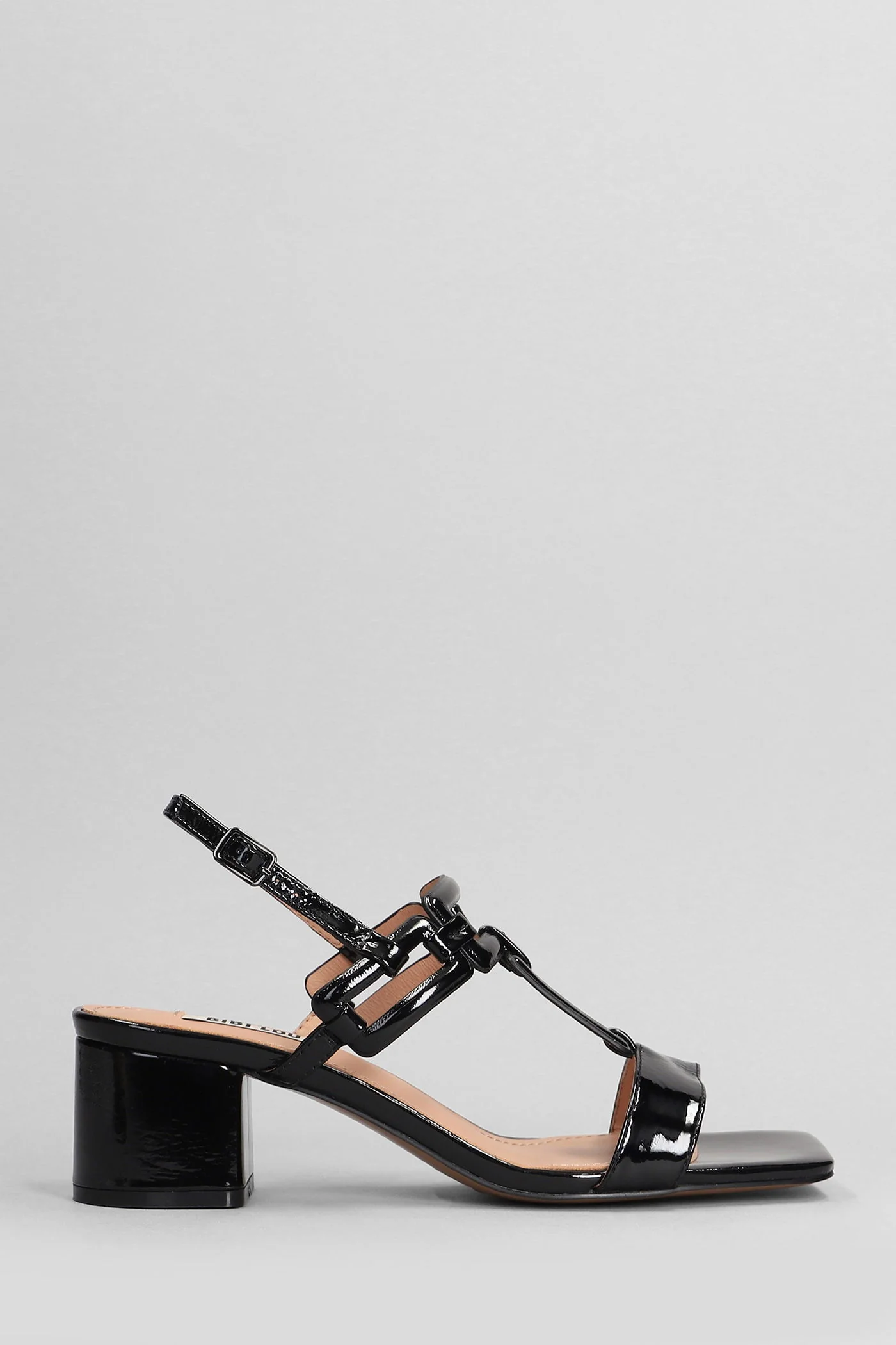 Zinnia 50 Sandals in black patent leather