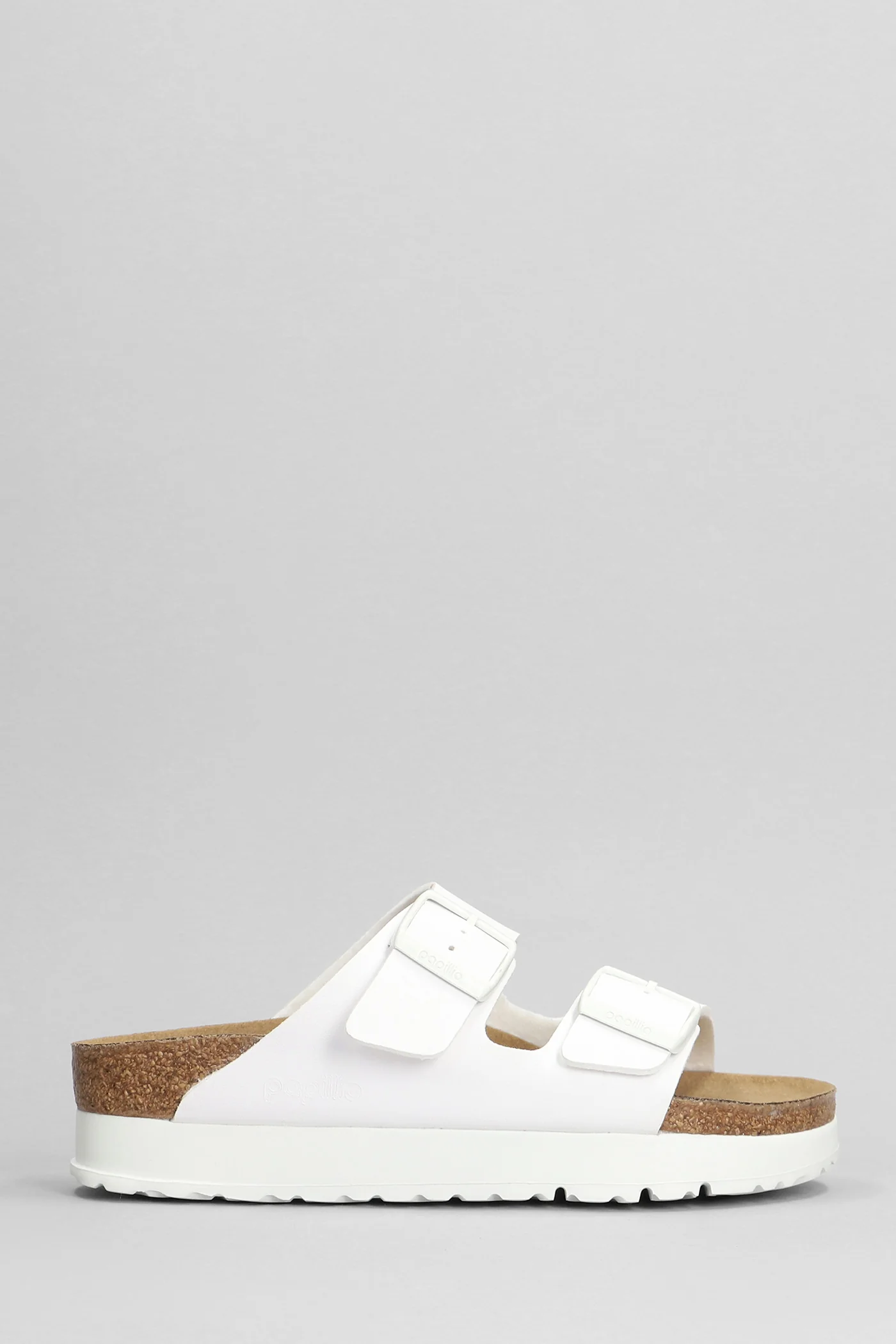 Arizona Platform Flats in white leather